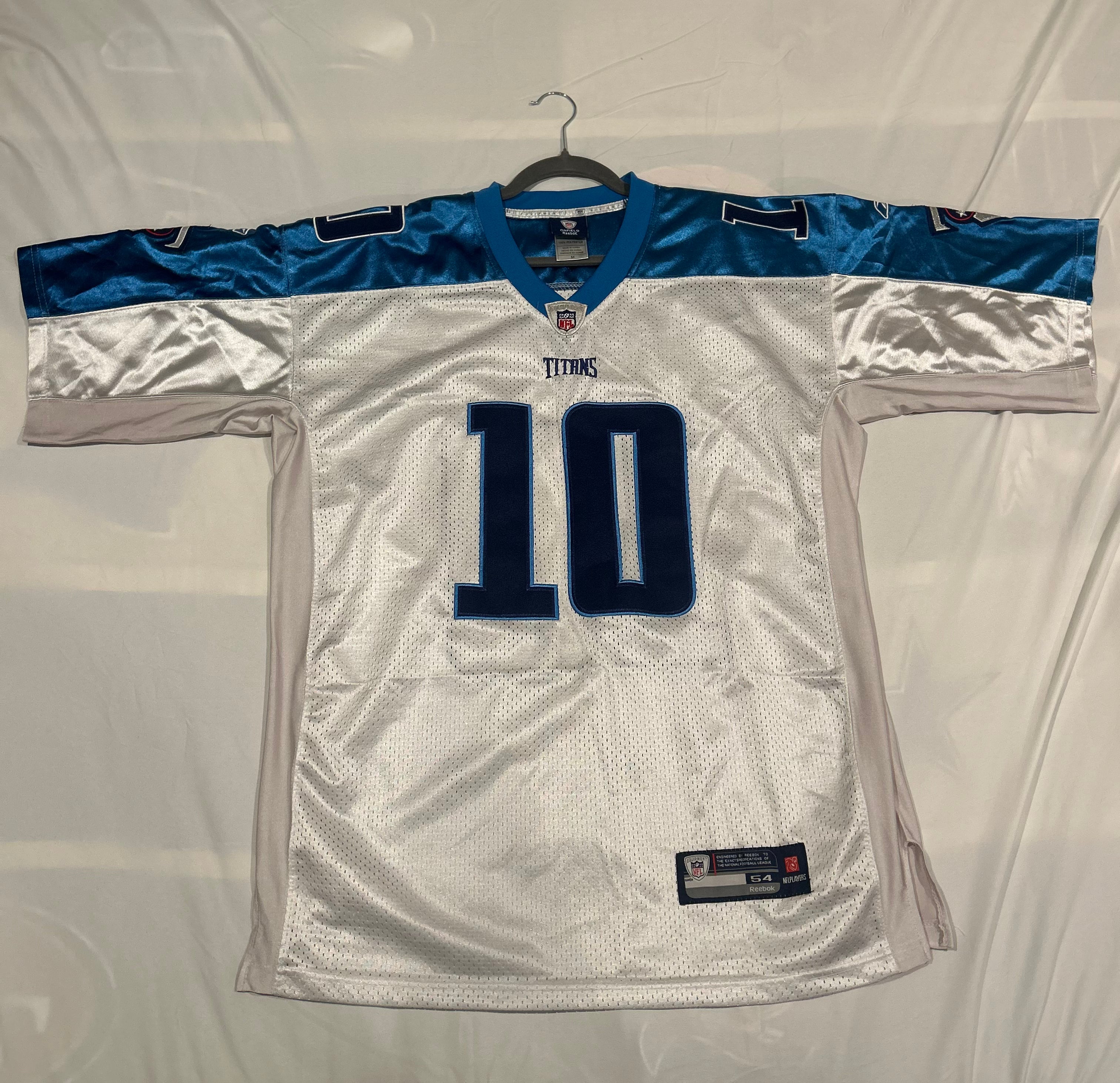 On Field Reebok Tennessee Titans Jake Locker White Jersey Sz 54 Authentic Sewn