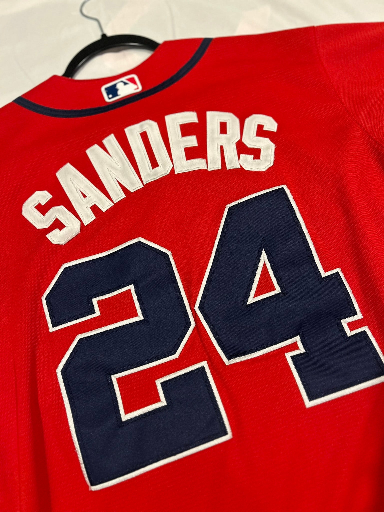 Nike Atlanta Braves Deion Sanders #24 Sz M Jersey Red Home Throwback Authentic