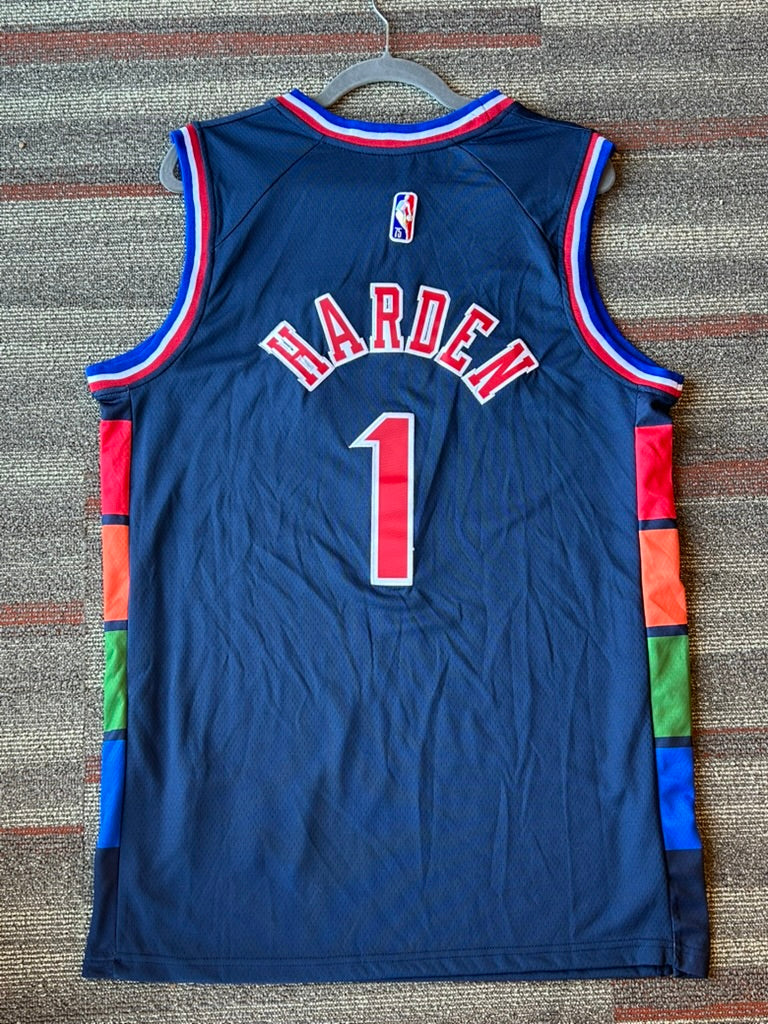 Nike NBA James Harden Sixers Sz 50 L/XL Jersey NWT Icon Edition 75th Aniv Crypto