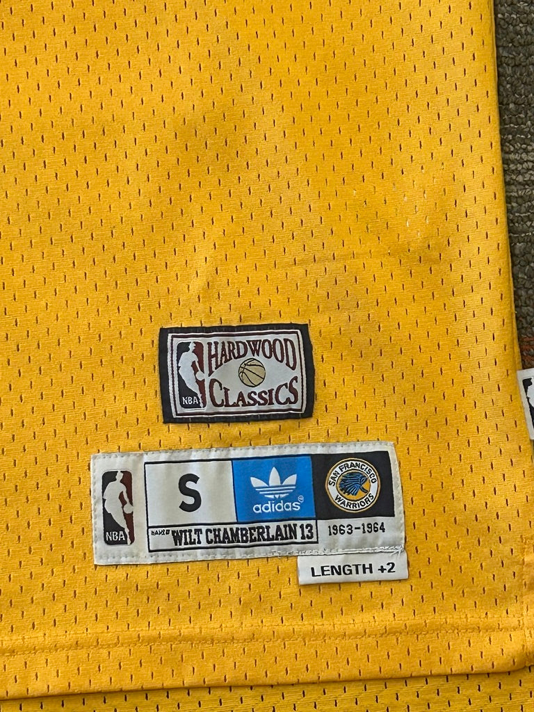 Wilt Chamberlain San Francisco Warriors Gold Adidas Jersey Sz Small HWC Vintage