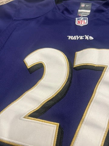 Nike Baltimore Ravens NFL Jersey #27 Ray Rice Youth Large (14-16) Purple Sewn