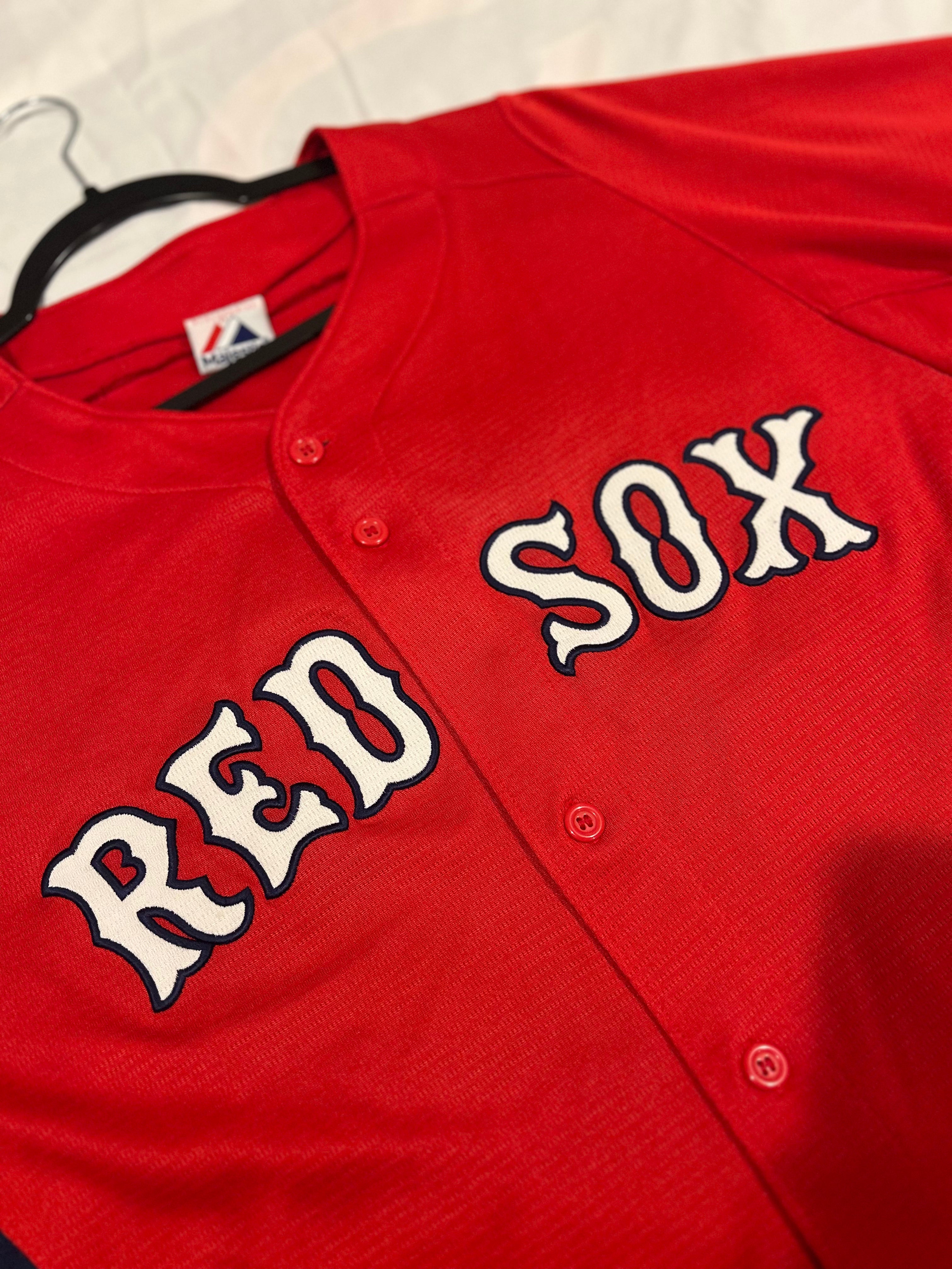 Majestic Mens Large Adrian Gonzalez Jersey Boston Red Sox Red Authentic Home MLB