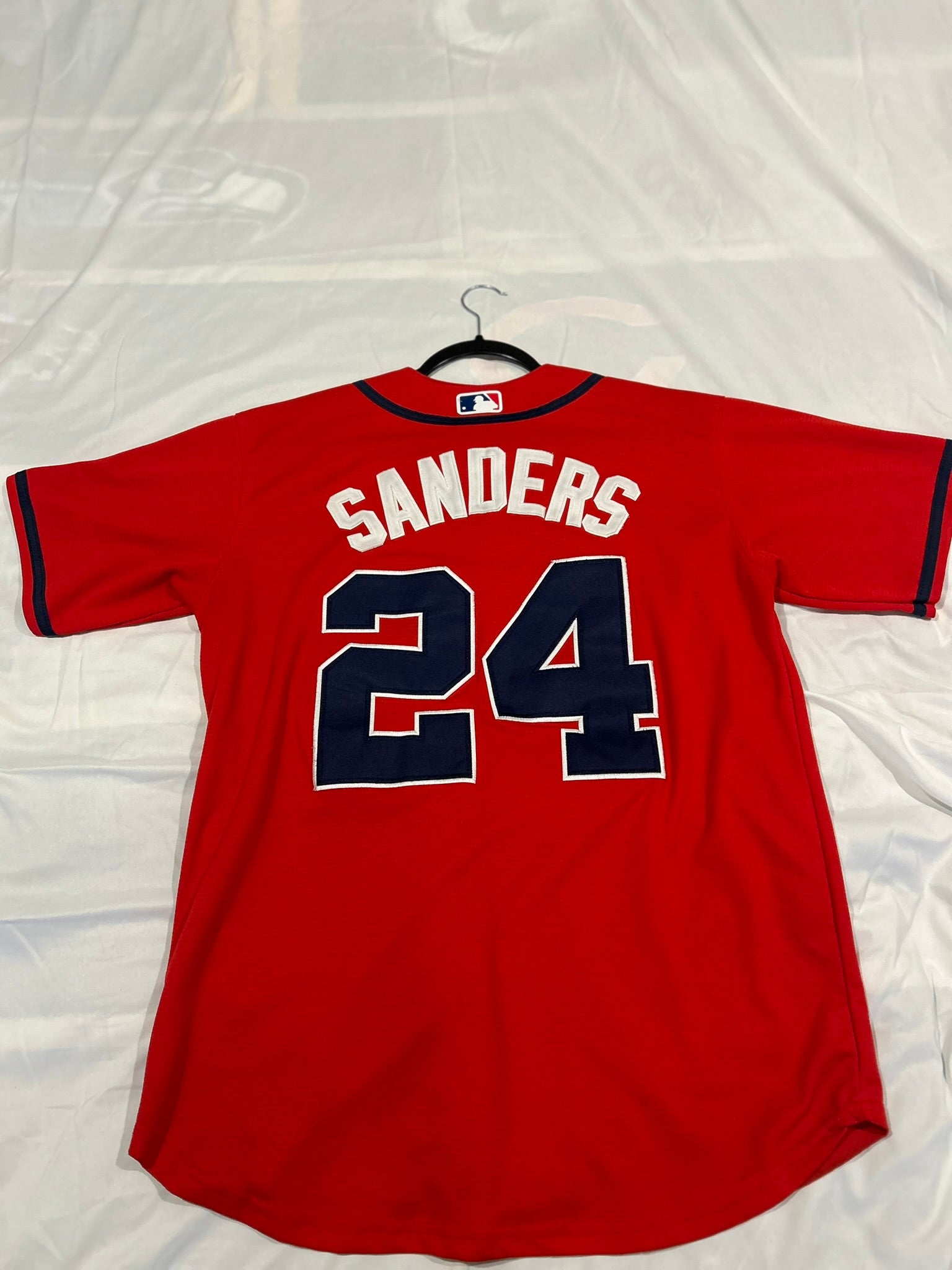 Nike Atlanta Braves Deion Sanders #24 Sz M Jersey Red Home Throwback Authentic