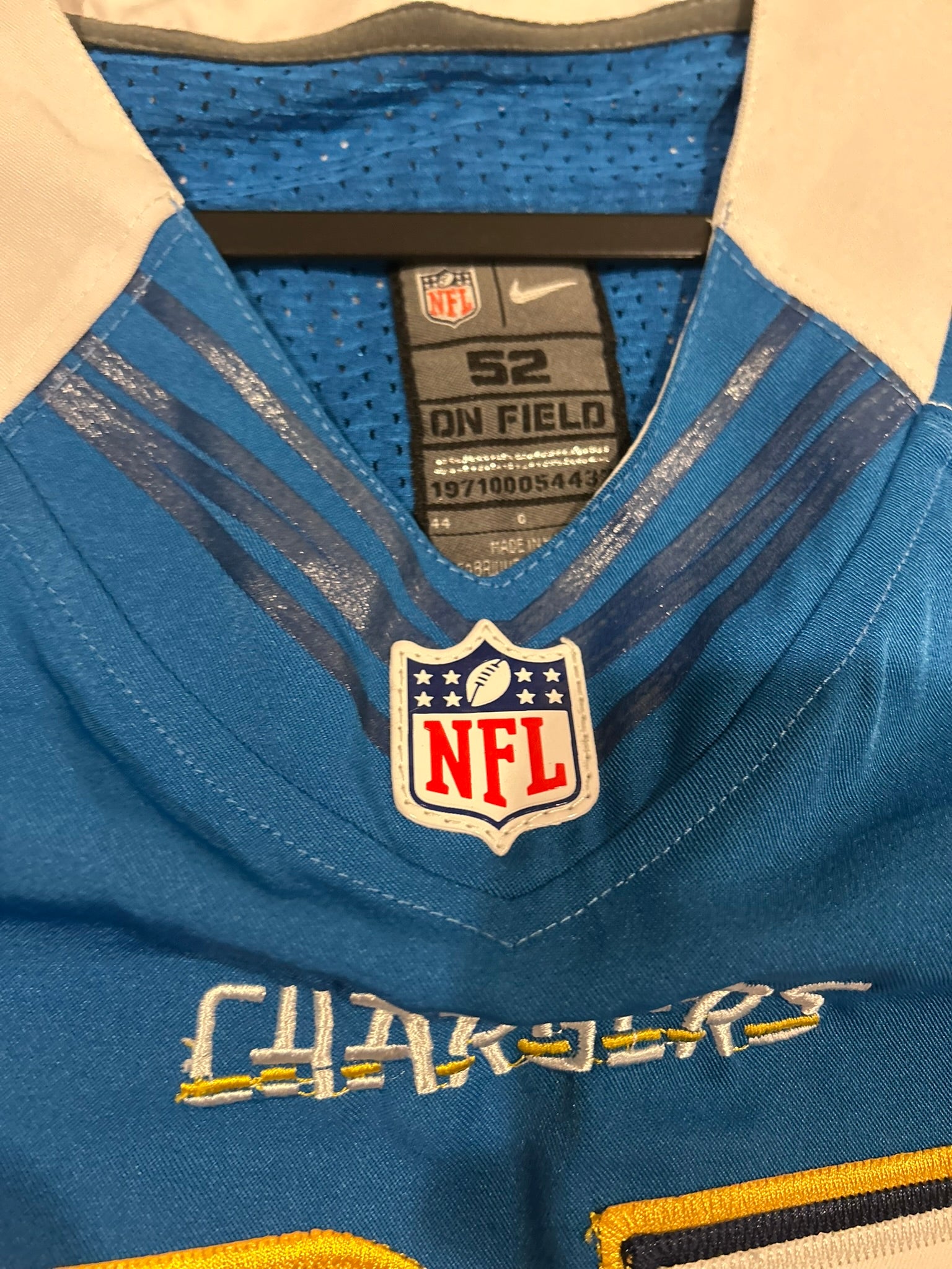 Nike On Field NFL San Diego Chargers Antonio Gates #85 Jersey Size 52 Powder Blue