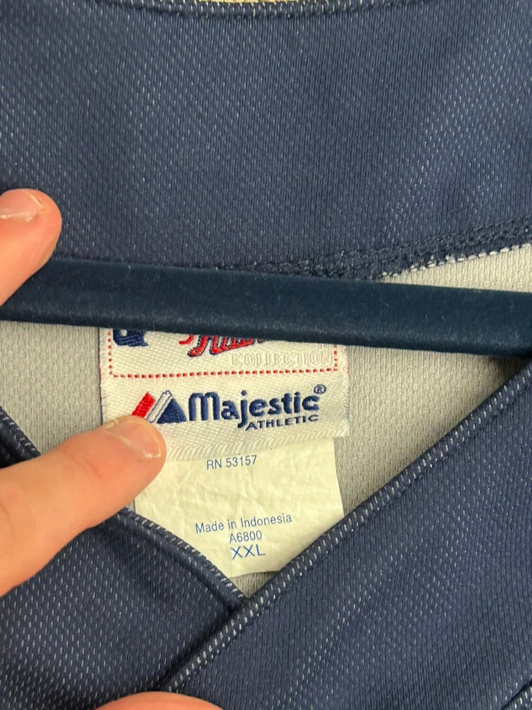 Authentic Majestic Detroit Tigers Jersey Blue Gray Men Performance Apparel 2XL