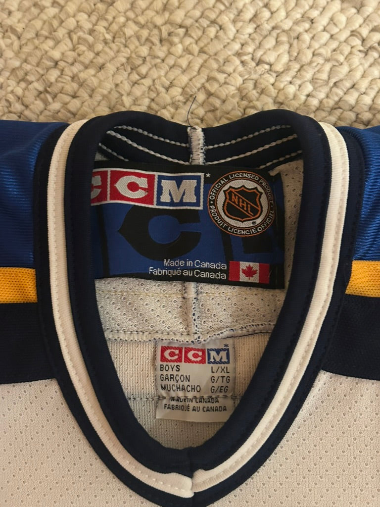 Vintage CCM St Louis Blues Jersey Youth L/XL White Blank Pullover Authentic