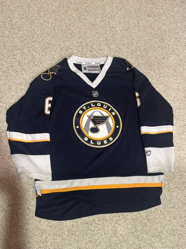 St. Louis Blues Reebok Alternate Erik Johnson Youth L/XL NHL Jersey Navy Blue