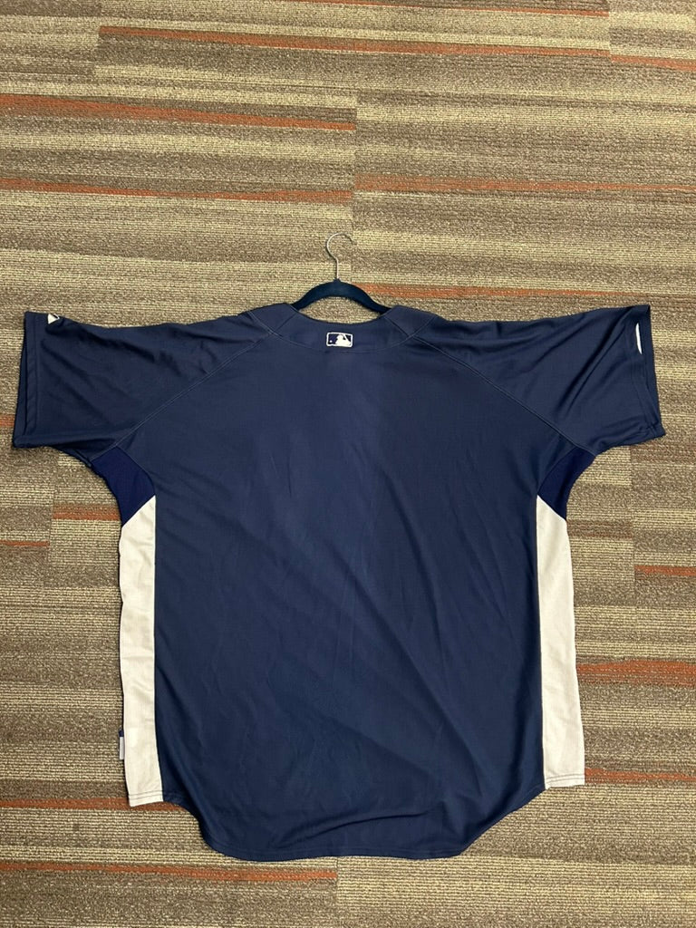 Authentic Majestic Detroit Tigers Jersey Blue Gray Men Performance Apparel 2XL