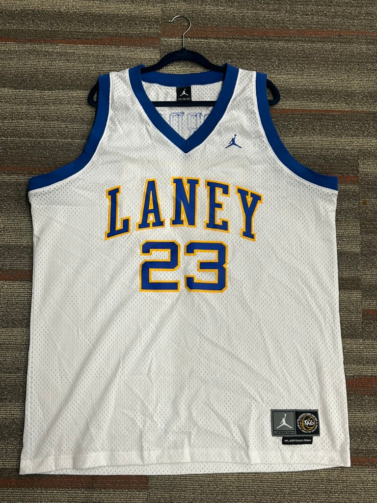 Michael Jordan Laney High School 1980 TAG Jumpman Swingman Jersey White Sewn 2XL