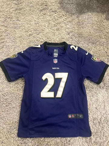 Nike Baltimore Ravens NFL Jersey #27 Ray Rice Youth Large (14-16) Purple Sewn