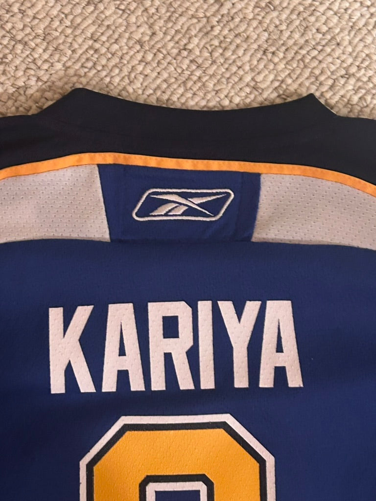 Paul Kariya #9 St. Louis Blues NHL Vintage Blue Reebok Youth Hockey Jersey L/XL