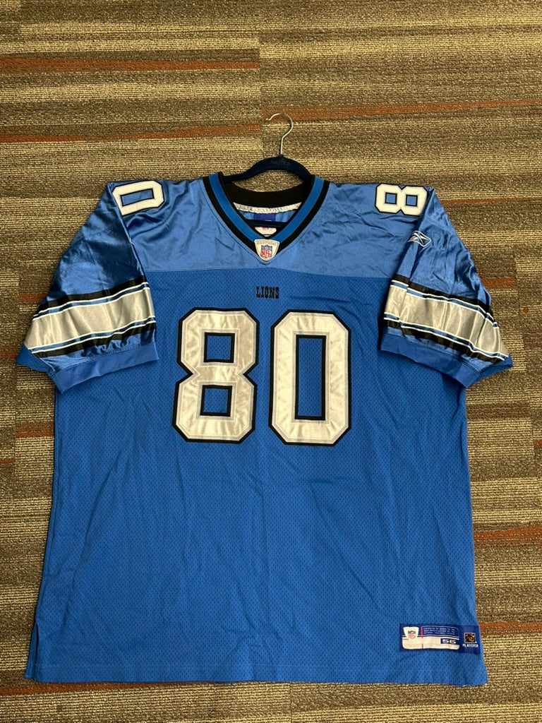 Detroit Lions Charles Rogers Reebok Blue Vintage Jersey Size 56 3XL NFL #80