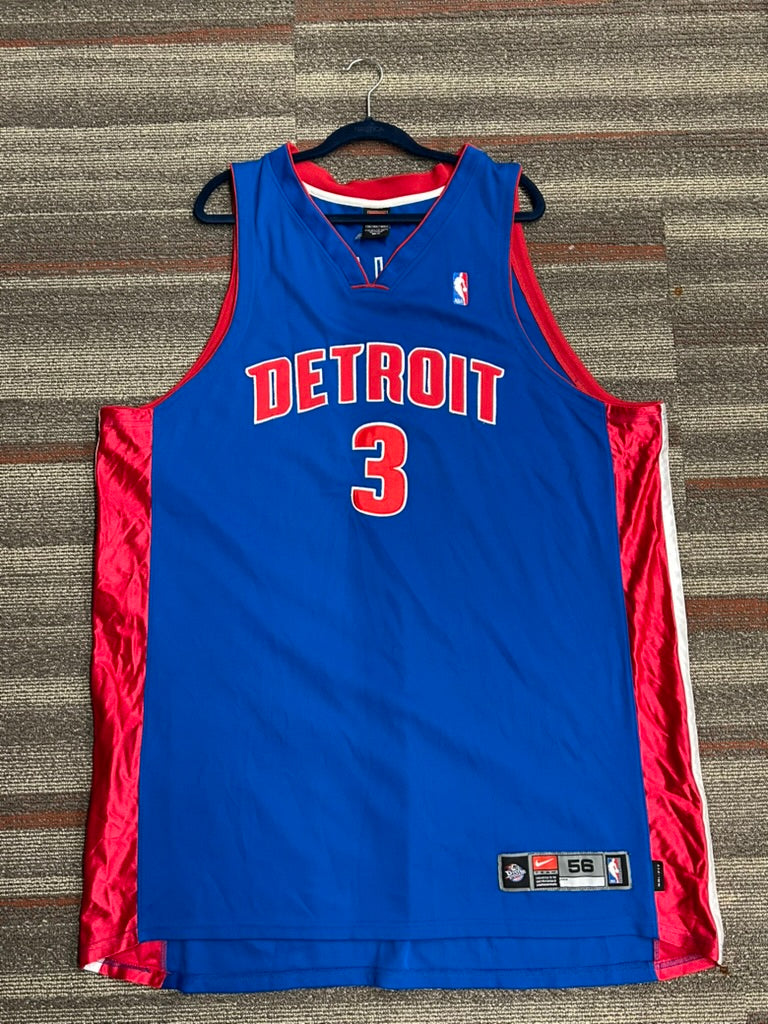 Detroit Pistons Ben Wallace Nike Authentic Jersey Sz 56 3XL Vintage NBA Blue #3