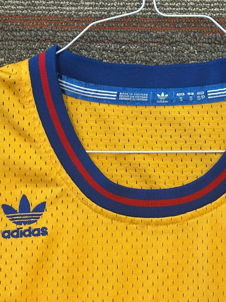 Wilt Chamberlain San Francisco Warriors Gold Adidas Jersey Sz Small HWC Vintage