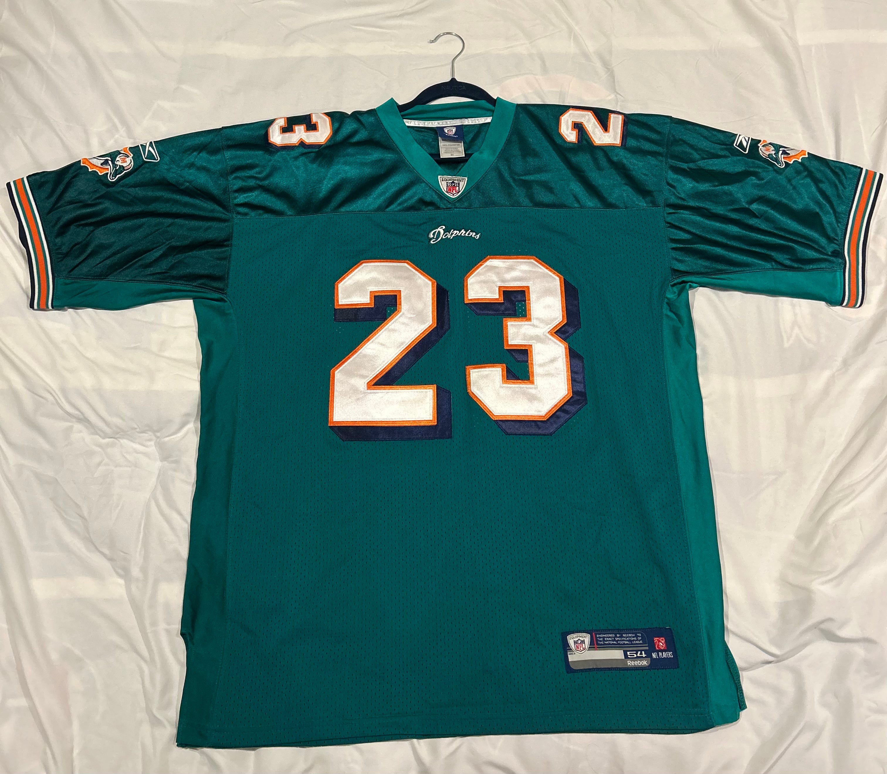 Ronnie Brown Reebok Miami Dolphins NFL On Field Reebok Teal Jersey Sz 54 Vintage