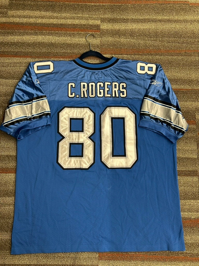 Detroit Lions Charles Rogers Reebok Blue Vintage Jersey Size 56 3XL NFL #80
