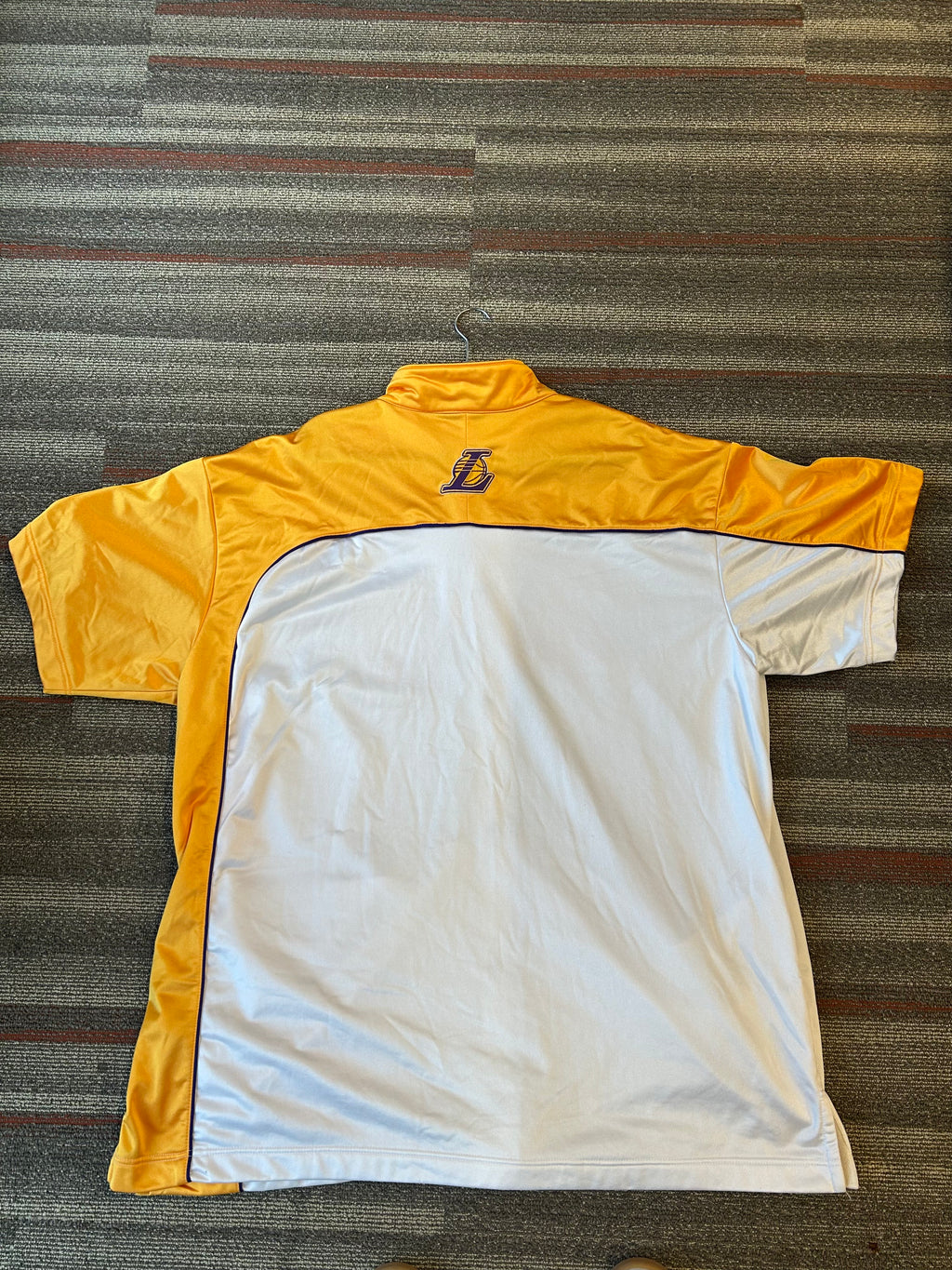 Vintage Los Angeles Lakers Shooting Warm Up Button Up Men's 4XL Gold White Nike
