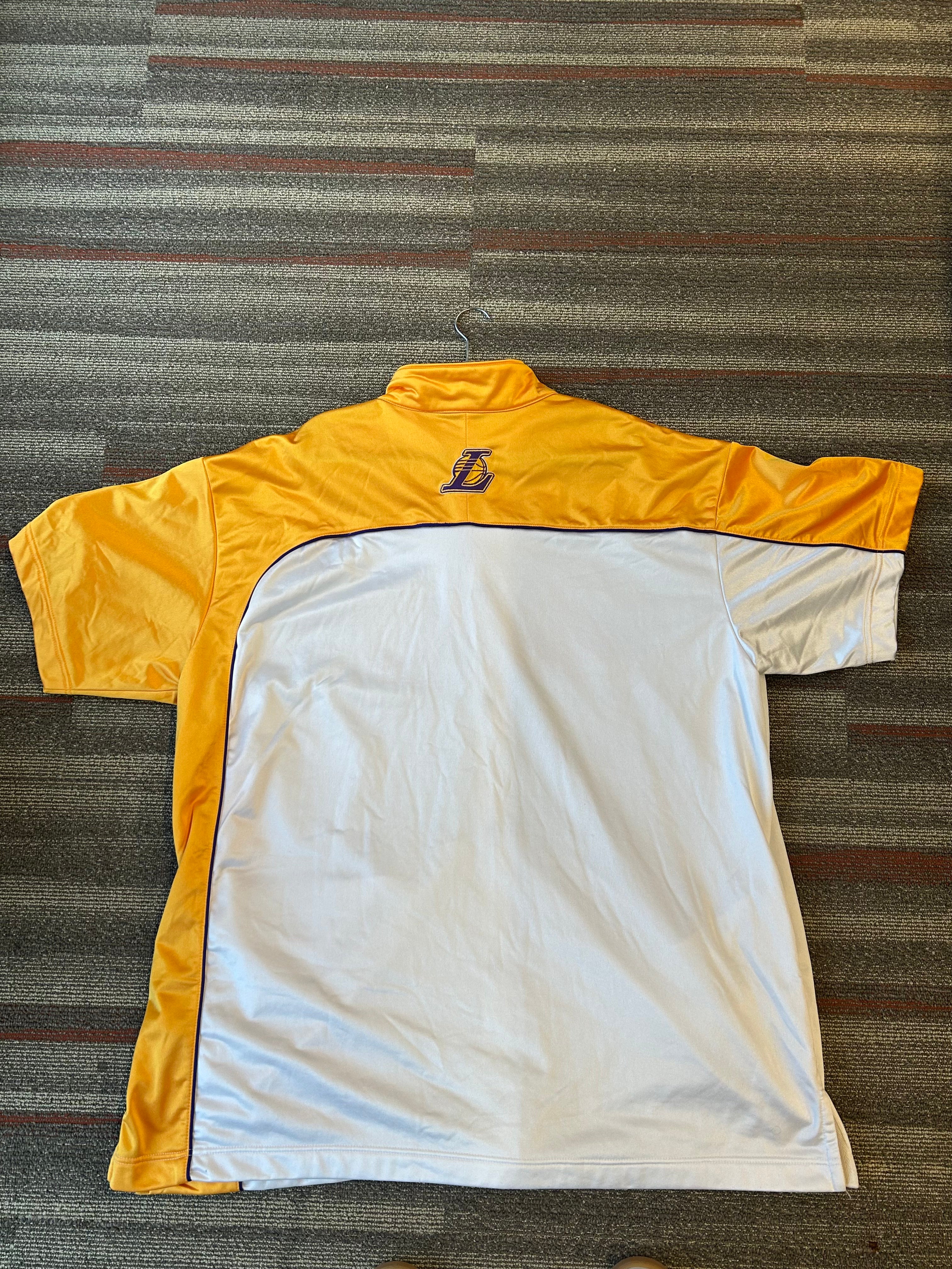 Vintage Los Angeles Lakers Shooting Warm Up Button Up Men's 4XL Gold White Nike