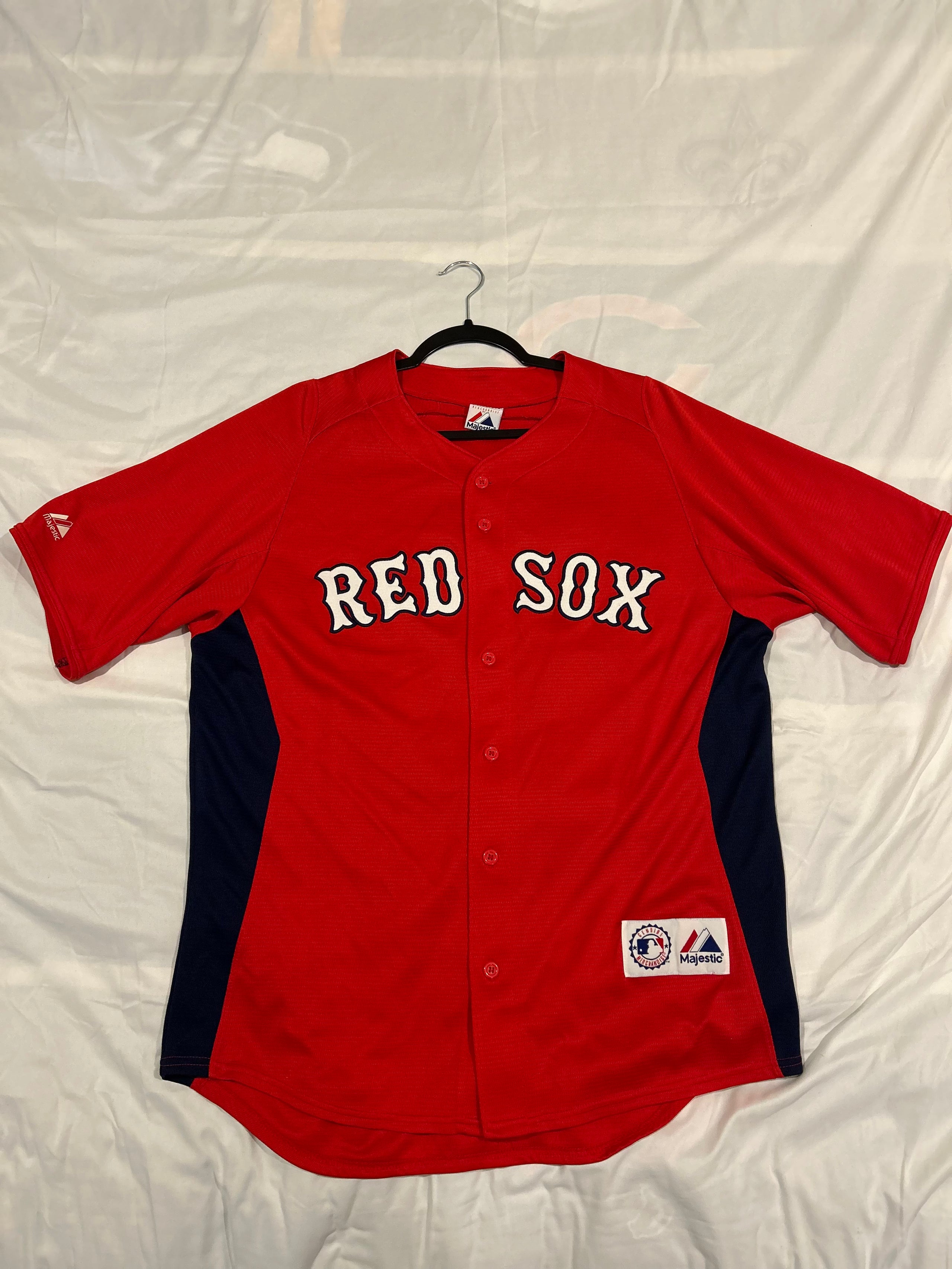 Majestic Mens Large Adrian Gonzalez Jersey Boston Red Sox Red Authentic Home MLB