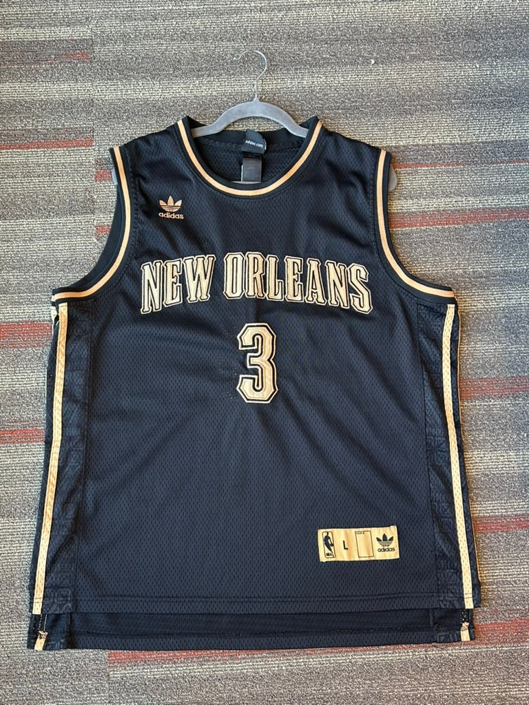 Adidas New Orleans Hornets Chris Paul Large Jersey Black Gold Swingman Vintage