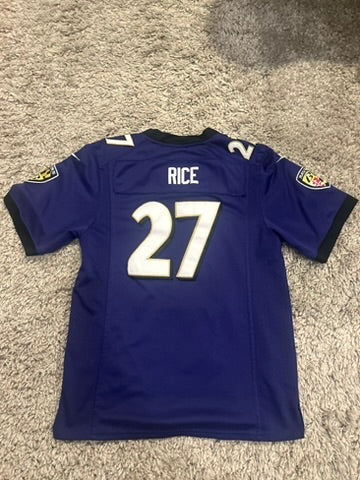 Nike Baltimore Ravens NFL Jersey #27 Ray Rice Youth Large (14-16) Purple Sewn
