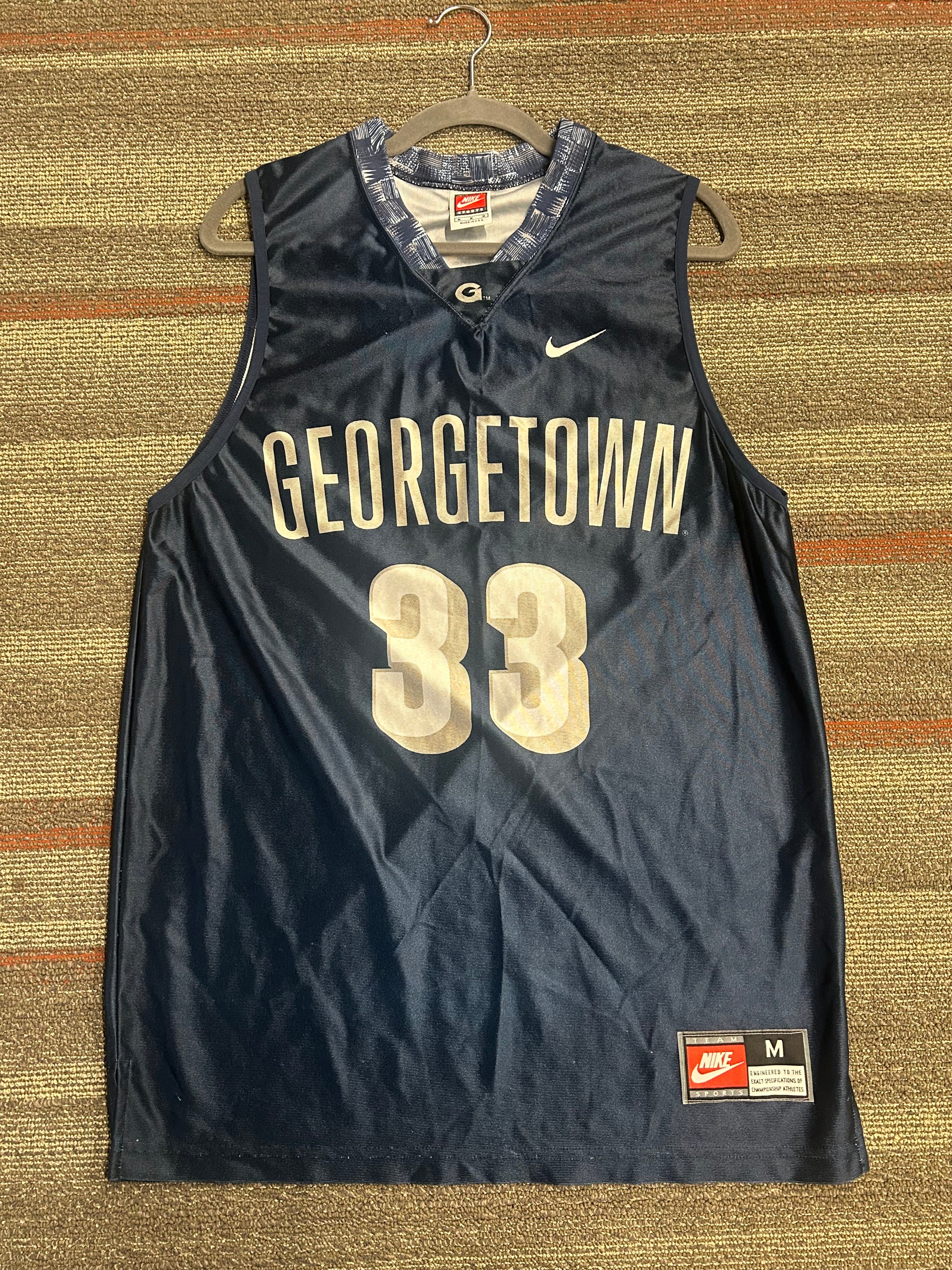Nike Georgetown Hoyas #33 Patrick Ewing Navy Blue Basketball Jersey Sz Medium