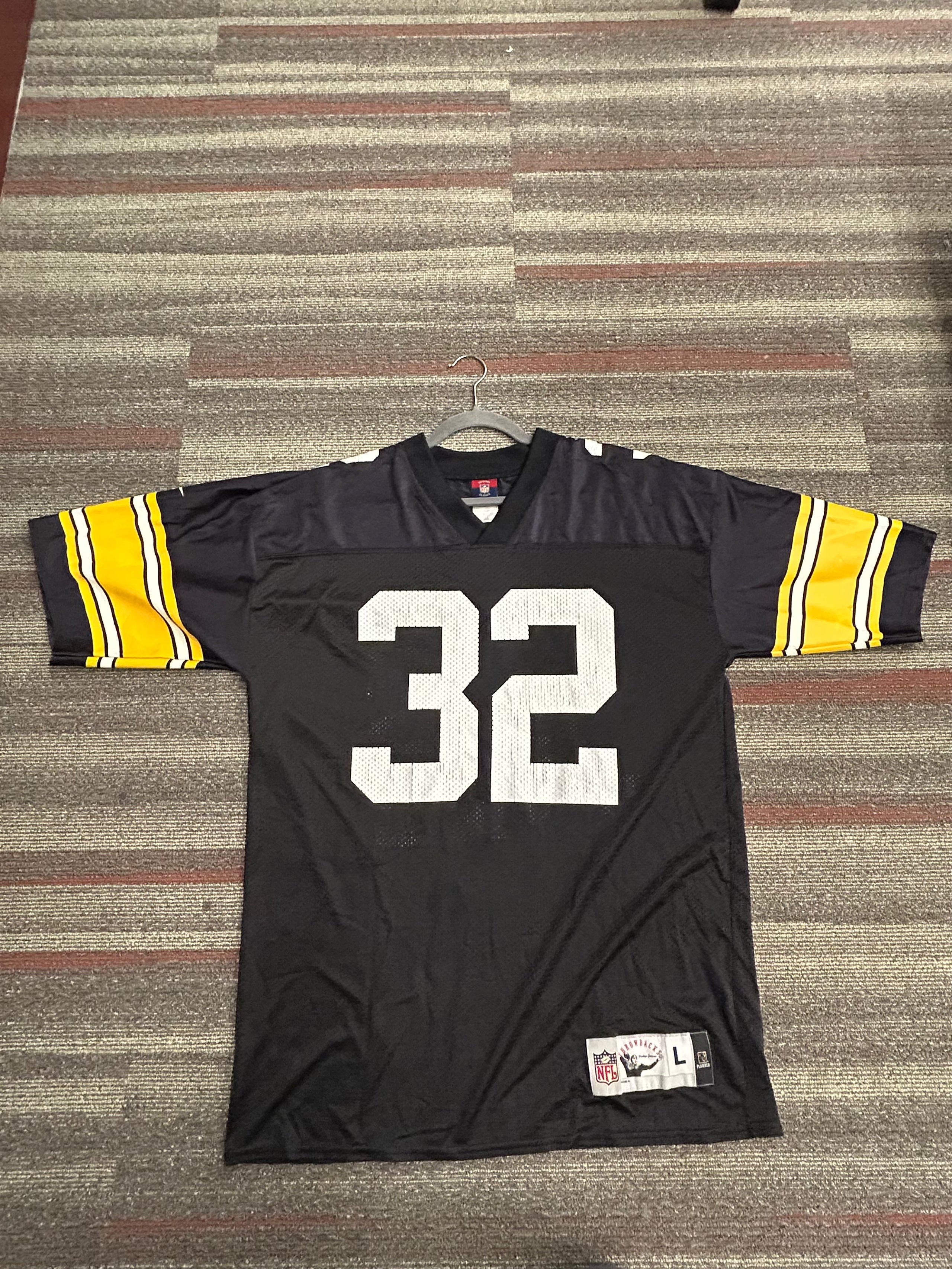 Pittsburgh Steelers Franco Harris Jersey Mens L #32 Black NFL Throwbacks Reebok