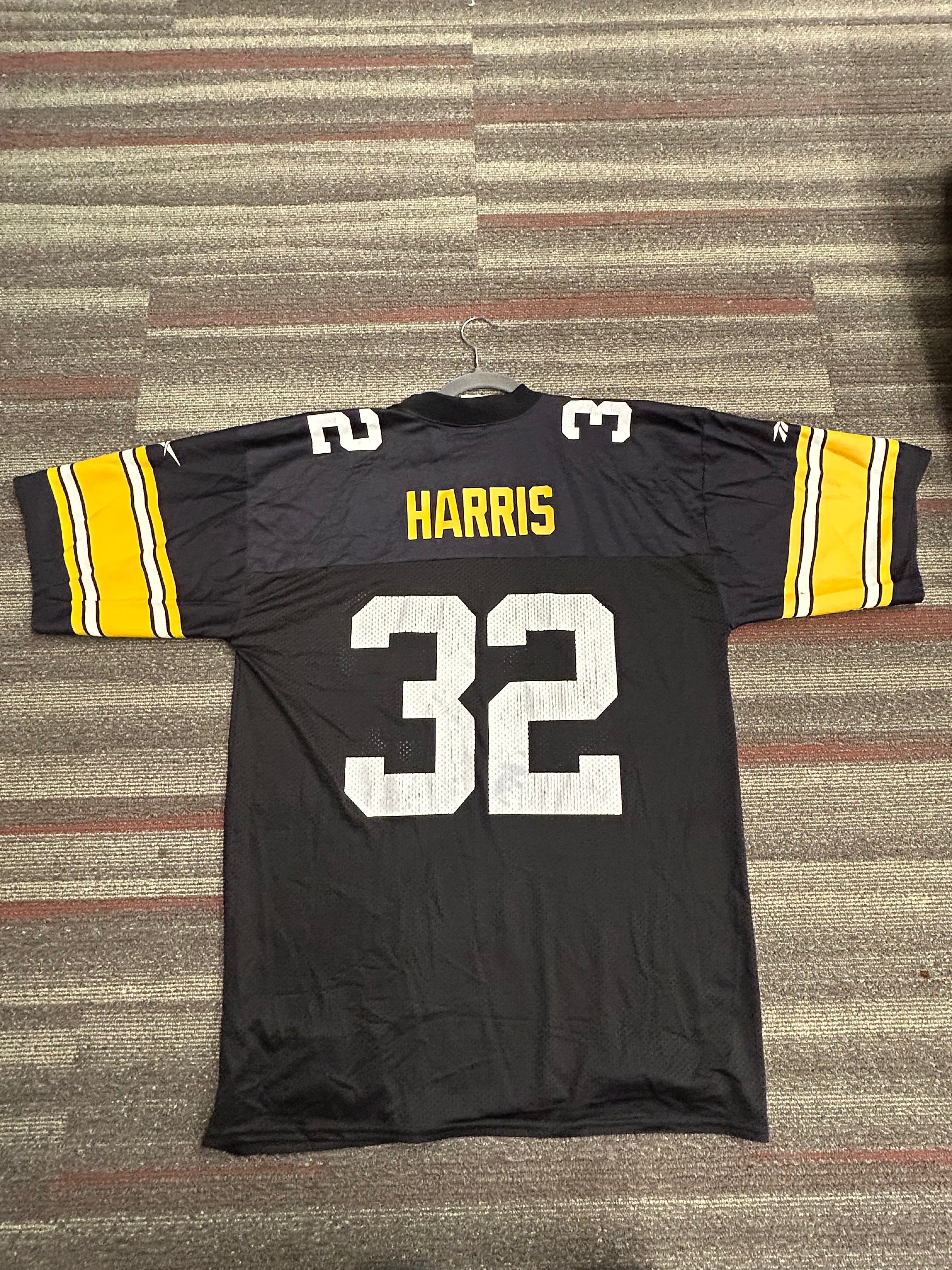 Pittsburgh Steelers Franco Harris Jersey Mens L #32 Black NFL Throwbacks Reebok