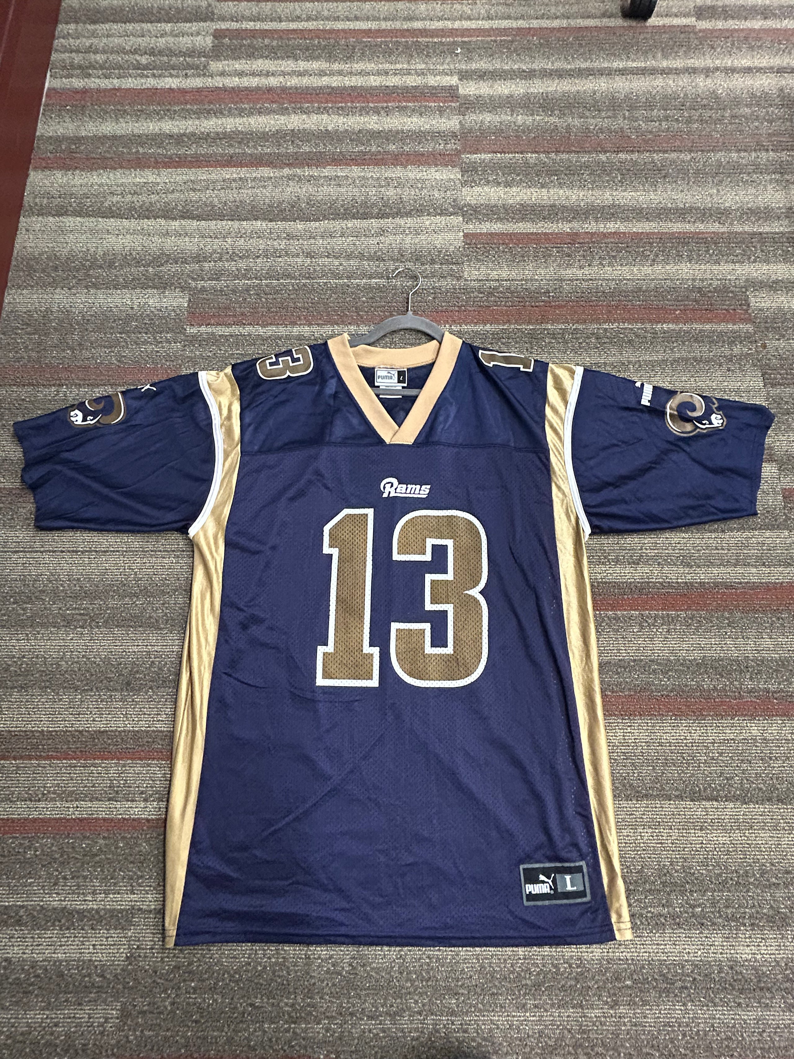 St. Louis Rams Kurt Warner Puma NFL Football Jersey Team Vintage Large Navy Blue