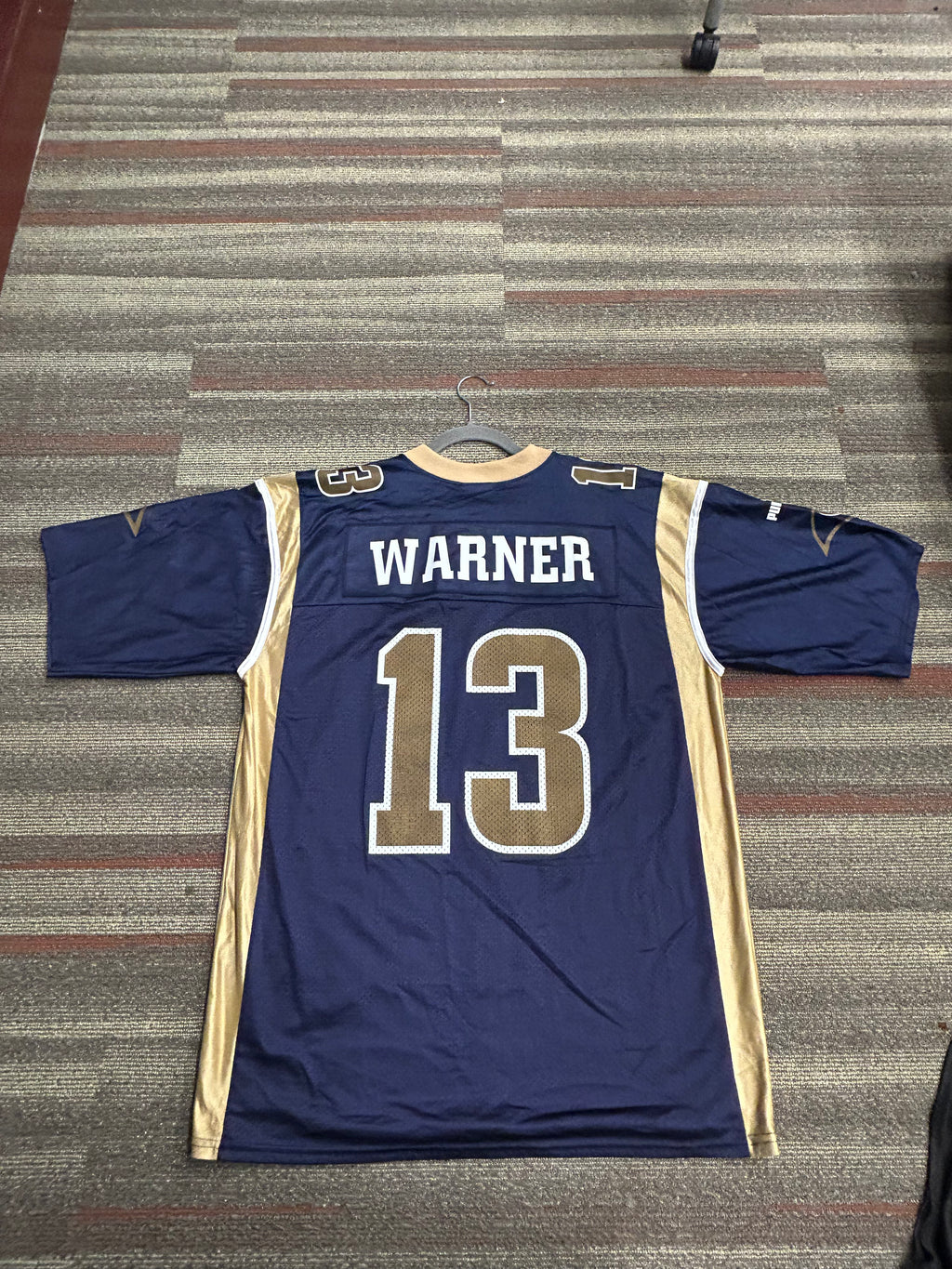 St. Louis Rams Kurt Warner Puma NFL Football Jersey Team Vintage Large Navy Blue