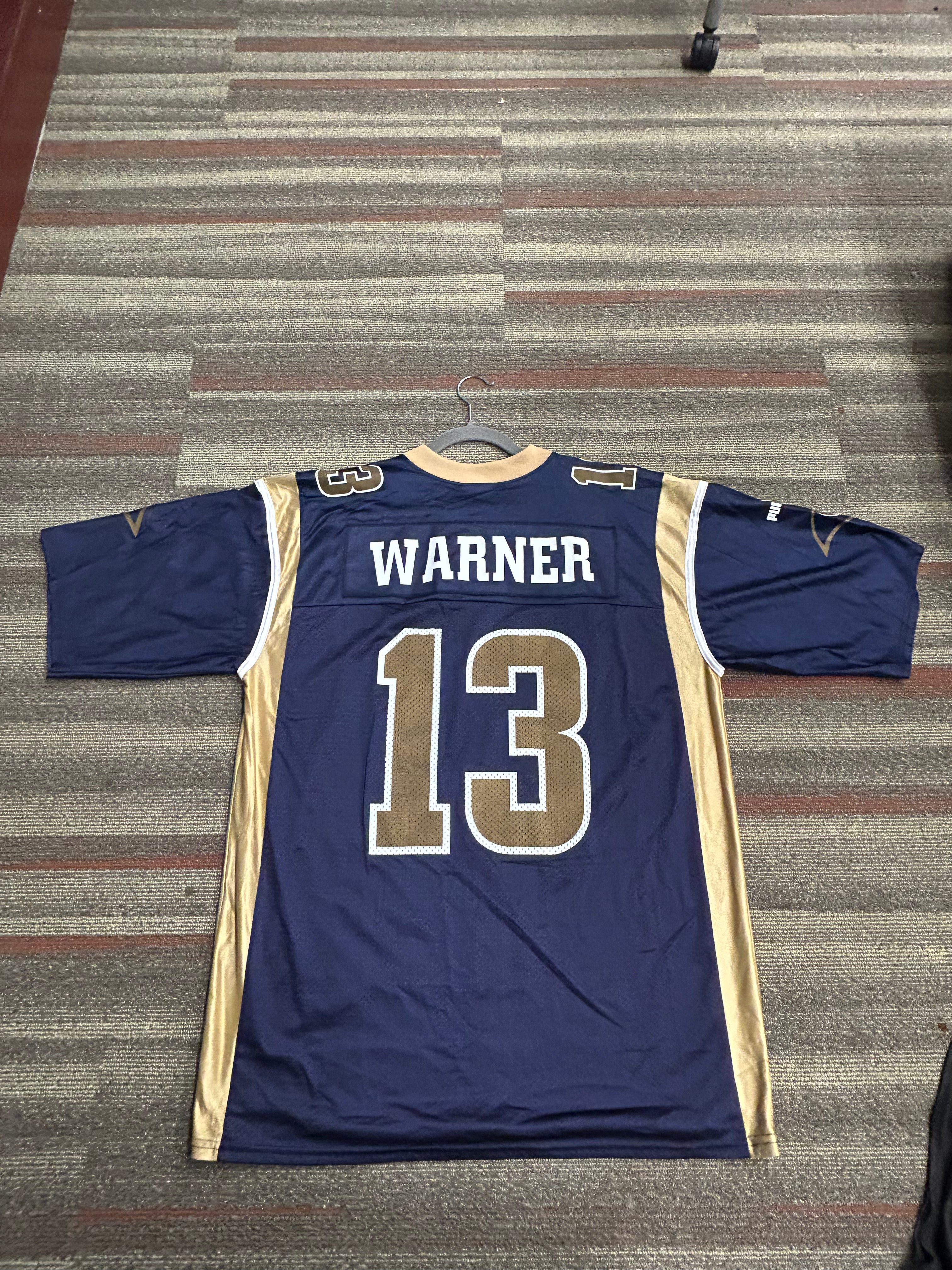St. Louis Rams Kurt Warner Puma NFL Football Jersey Team Vintage Large Navy Blue