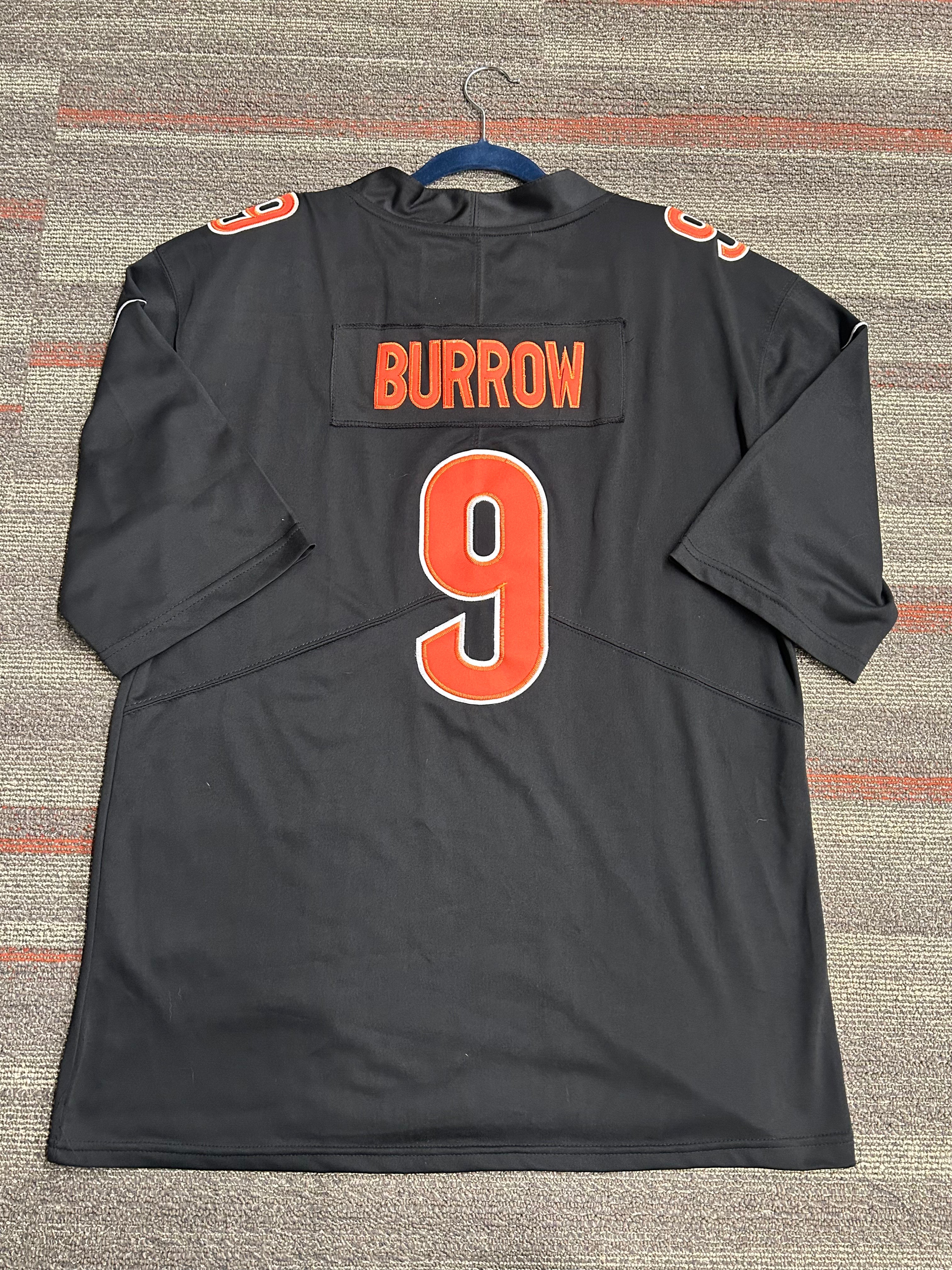Nike On Field Joe Burrow Black Jersey Superbowl LVI Cincinnati Bengals #9 Size Large