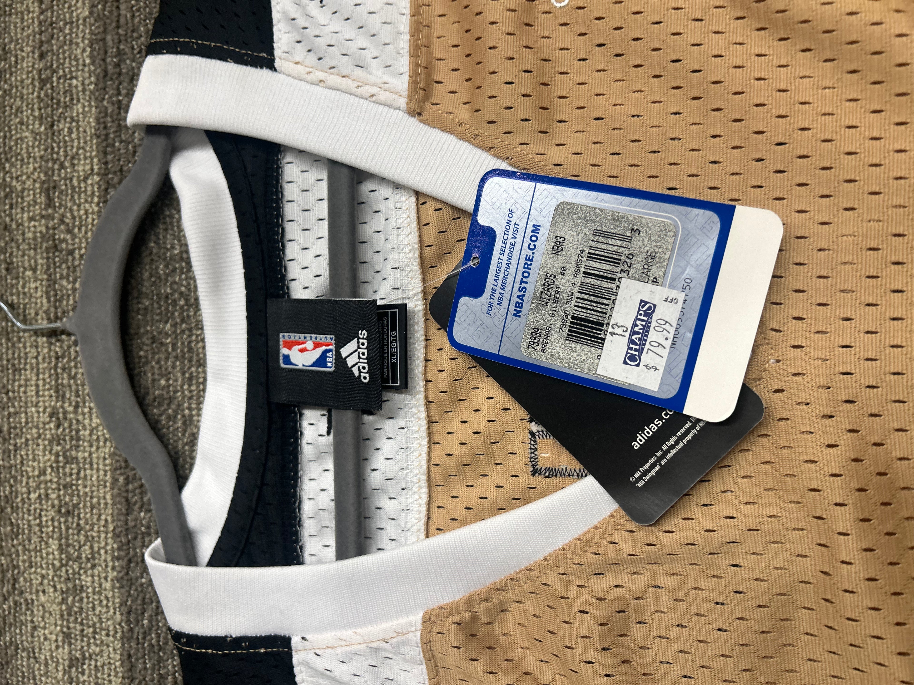 NBA Adidas Washington Wizards Gilbert Arenas Jersey Gold Mens XL New With Tags 0