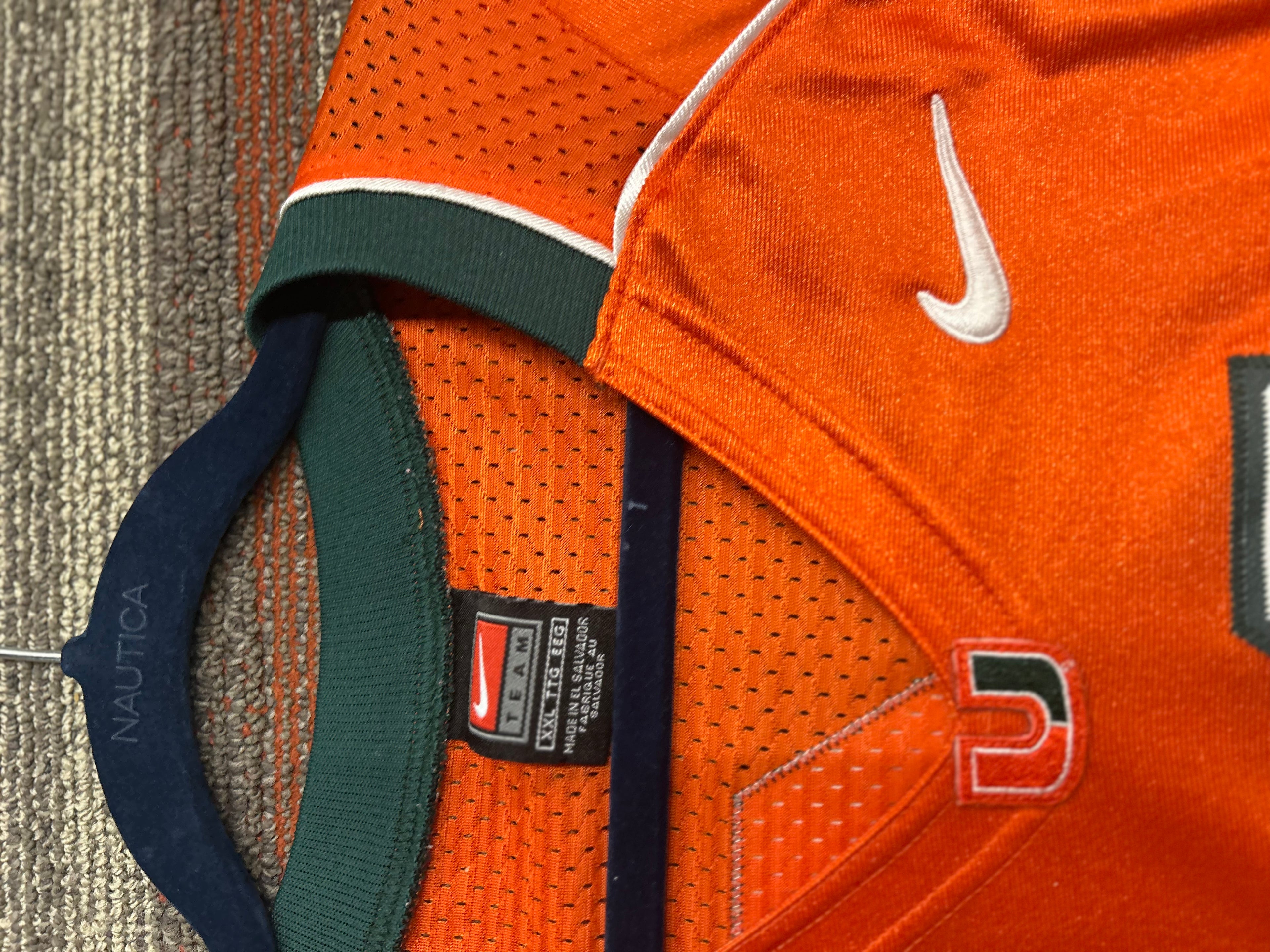 Nike Team University of Miami Hurricanes #4 Football Jersey Size XXL Orange