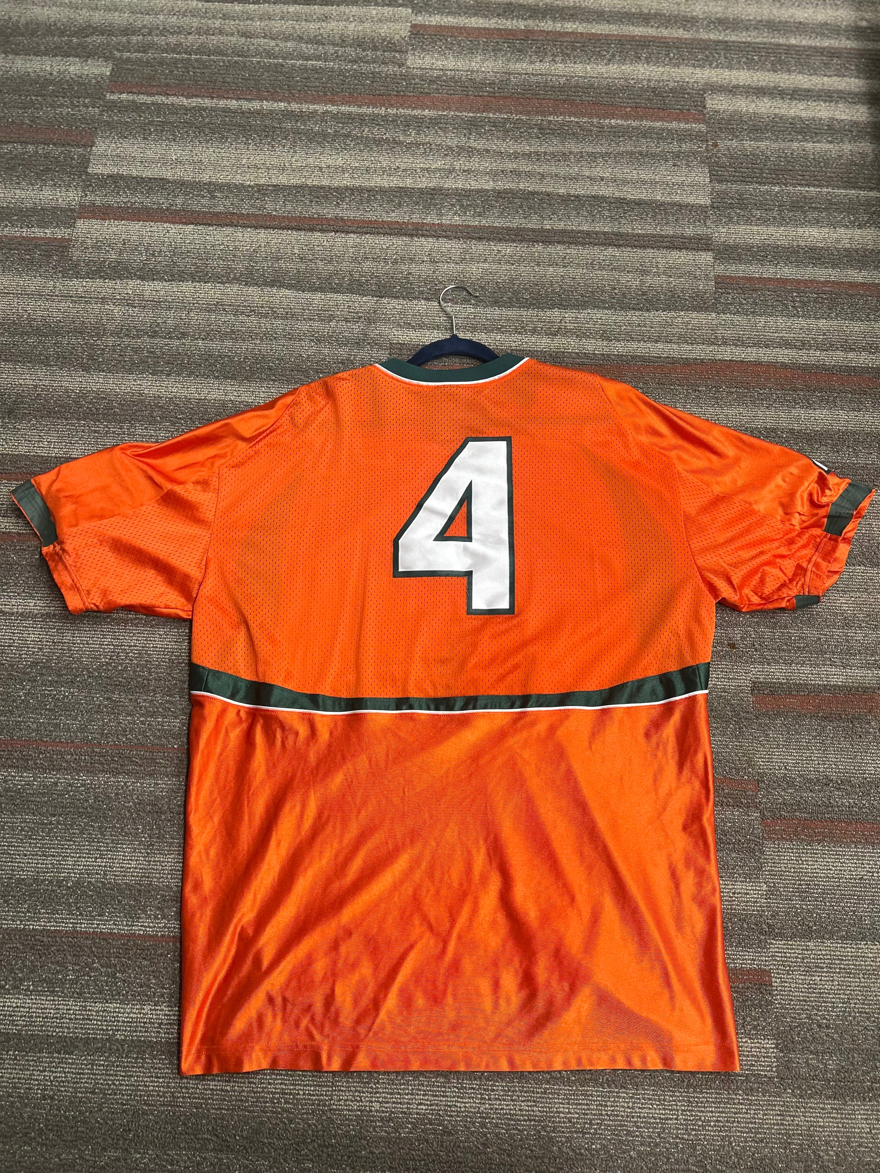Nike Team University of Miami Hurricanes #4 Football Jersey Size XXL Orange