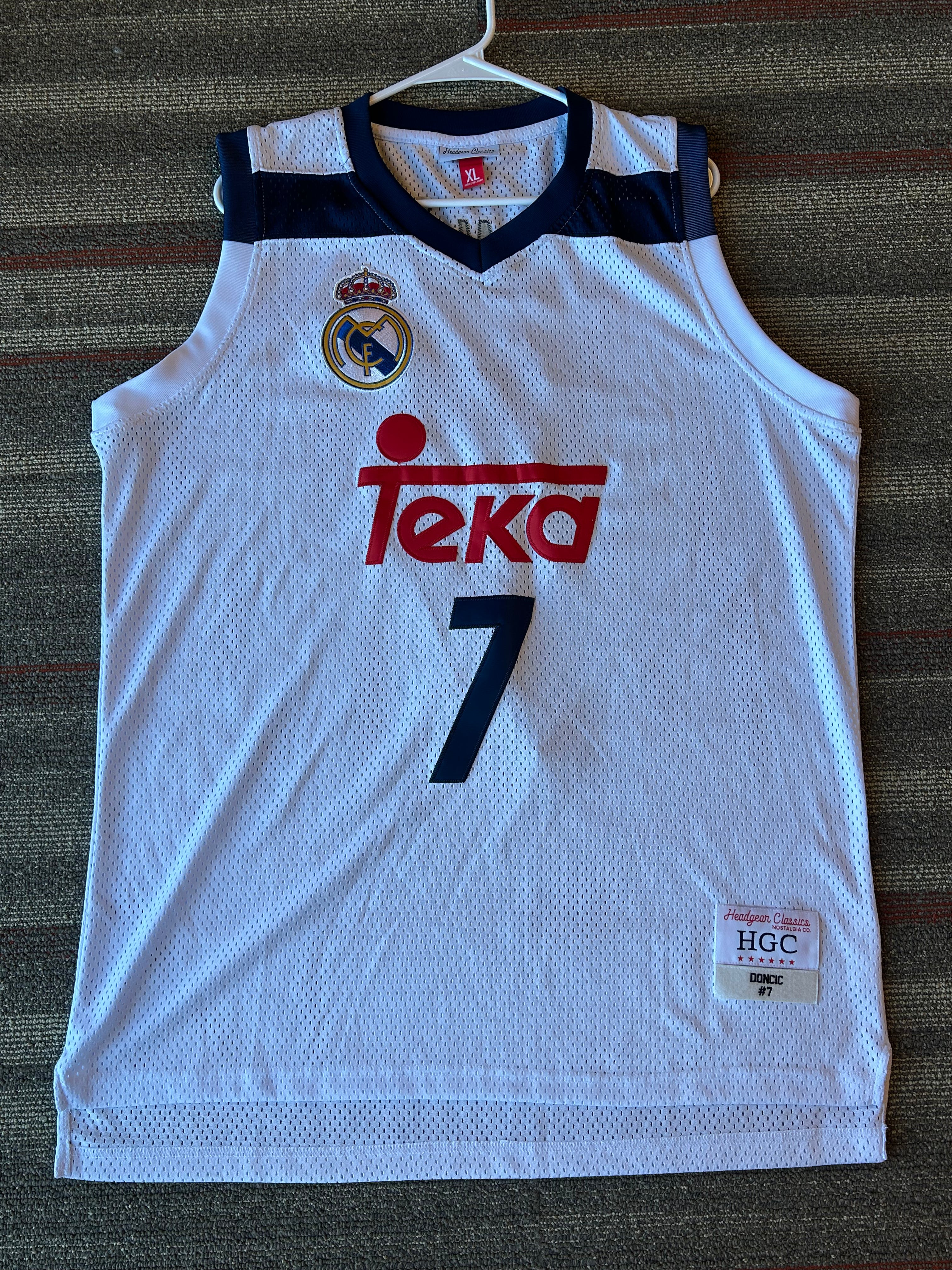 Luka Doncic Headgear Classics Real Madrid Teka Jersey Size XL White #7 Lakers