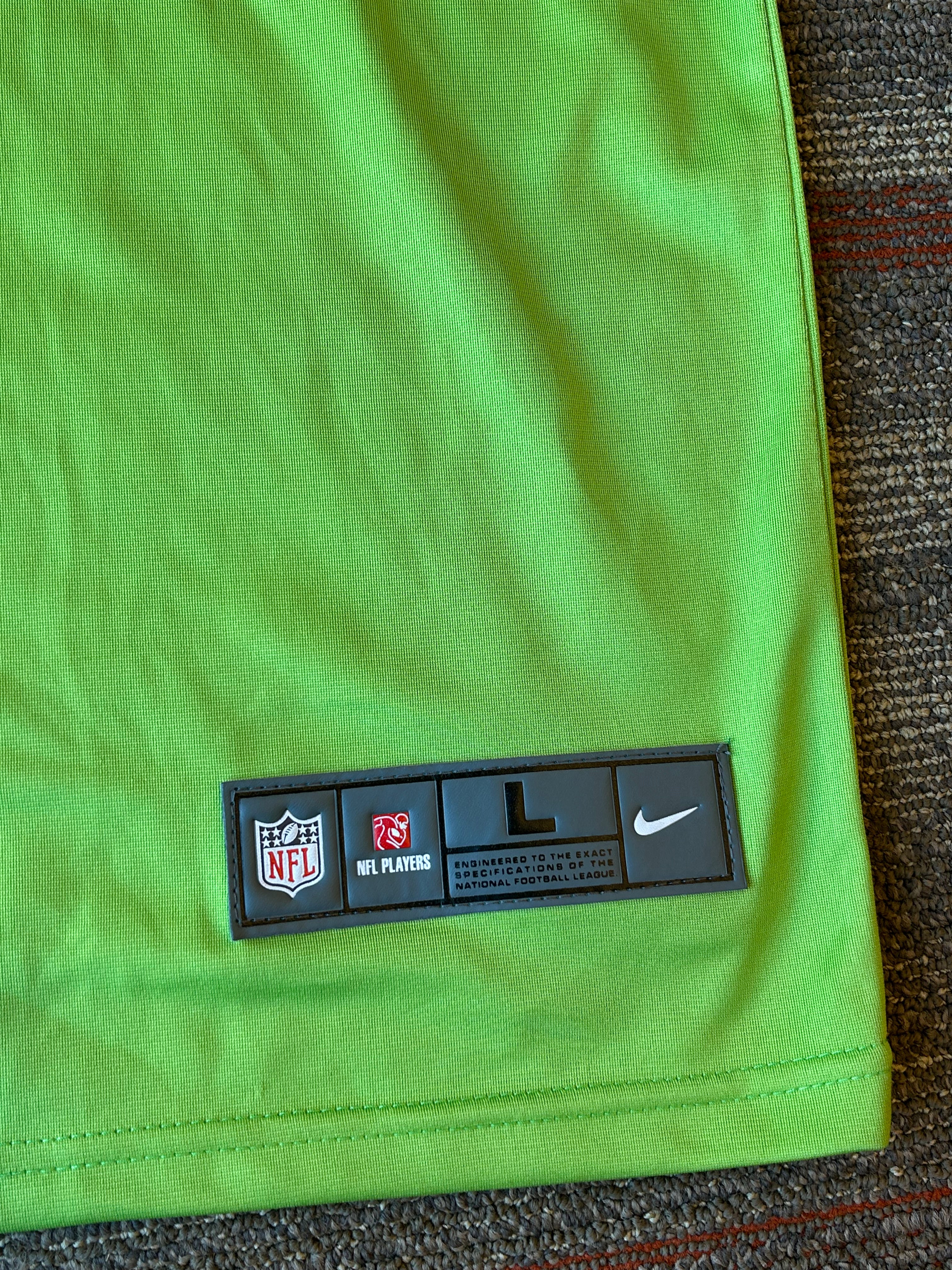 Nike DK Metcalf Seattle Seahawks On Field Jersey Size L/LARGE Green Color Rush #14