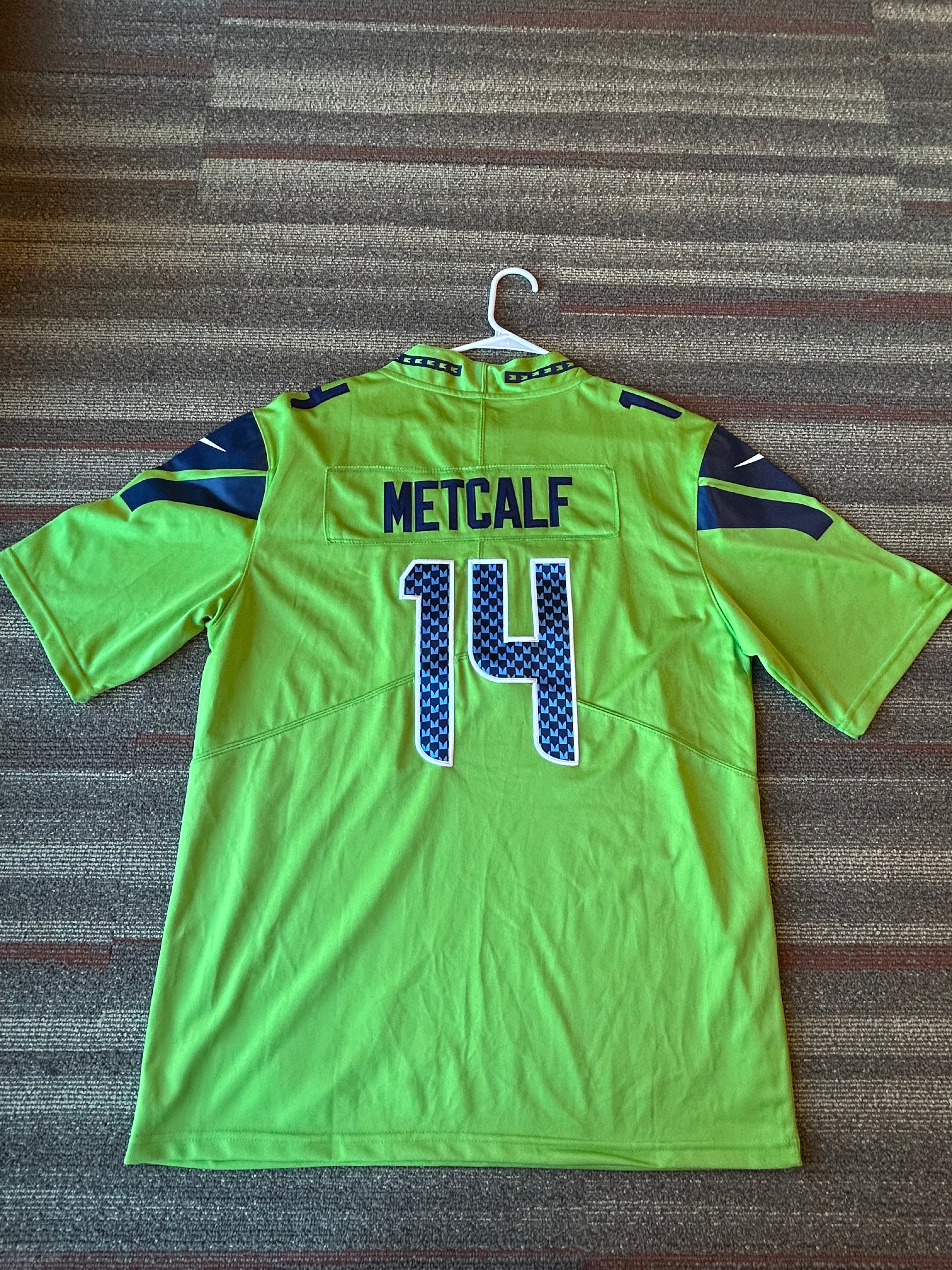 Nike DK Metcalf Seattle Seahawks On Field Jersey Size L/LARGE Green Color Rush #14