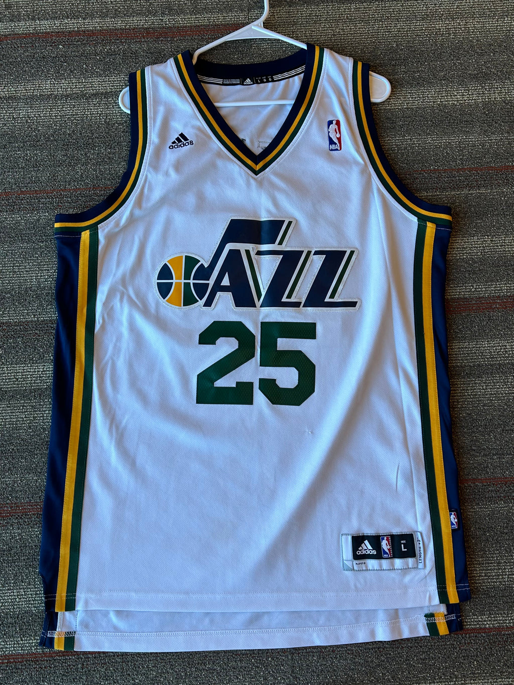 Al Jefferson Utah Jazz Men's Large L Adidas Swingman Jersey White Vintage NBA 25