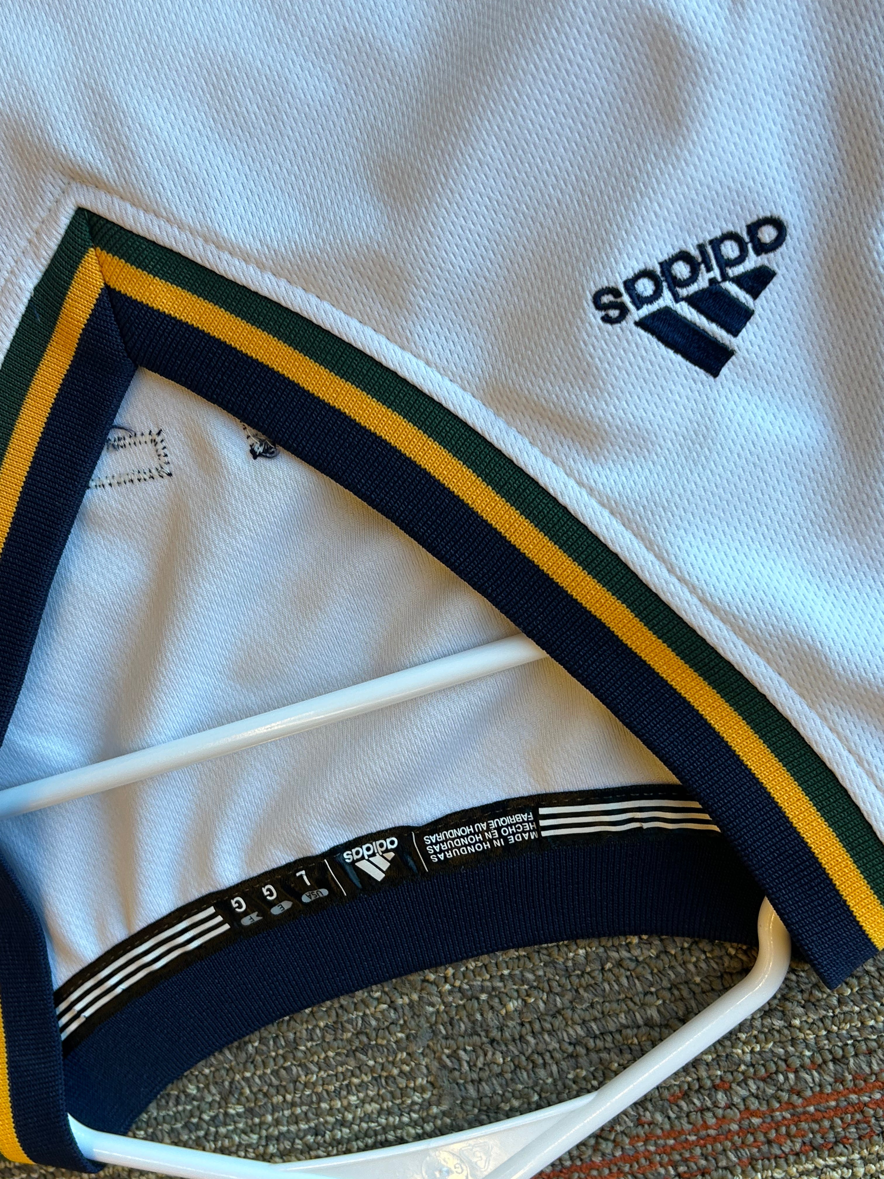 Al Jefferson Utah Jazz Men's Large L Adidas Swingman Jersey White Vintage NBA 25