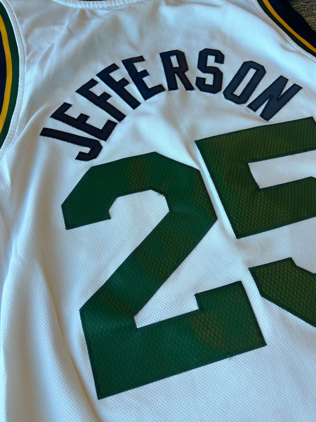 Al Jefferson Utah Jazz Men's Large L Adidas Swingman Jersey White Vintage NBA 25