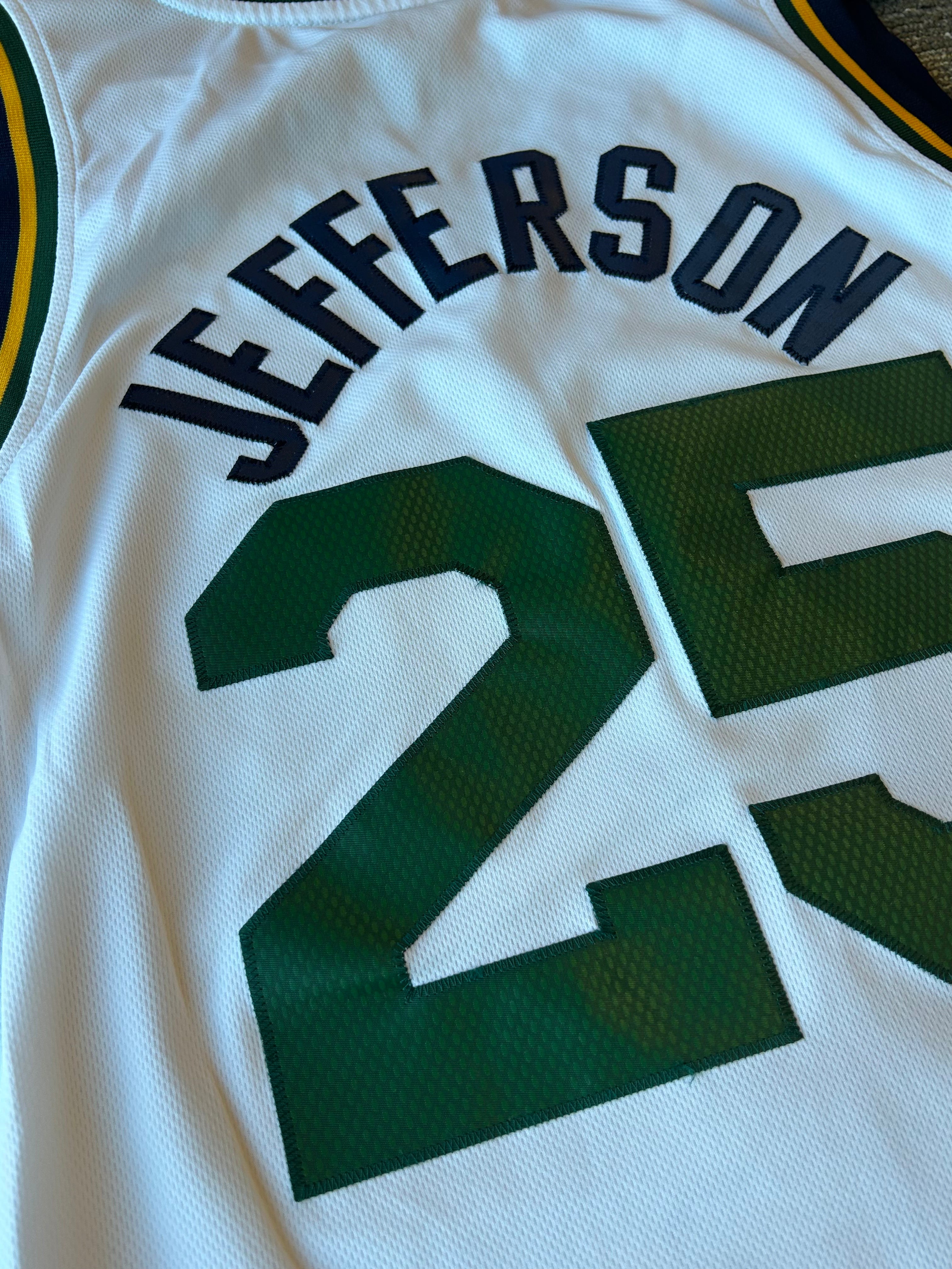Al Jefferson Utah Jazz Men's Large L Adidas Swingman Jersey White Vintage NBA 25