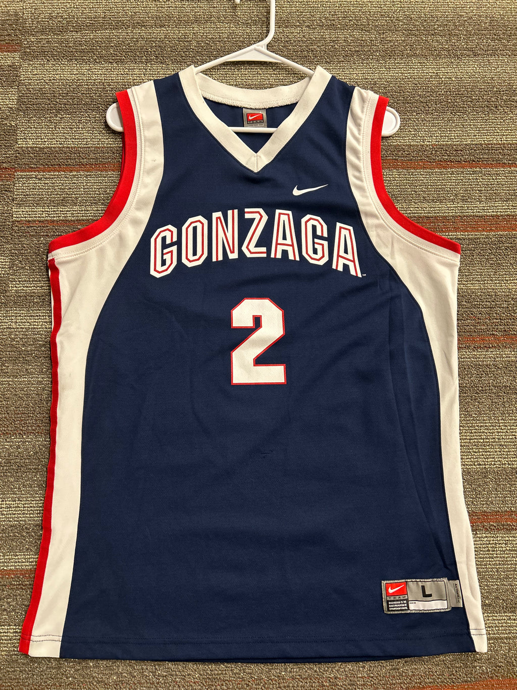 Gonzaga Bulldogs Jersey Mens Large Blue Jersey NCAA Basketball #2 Nike Team