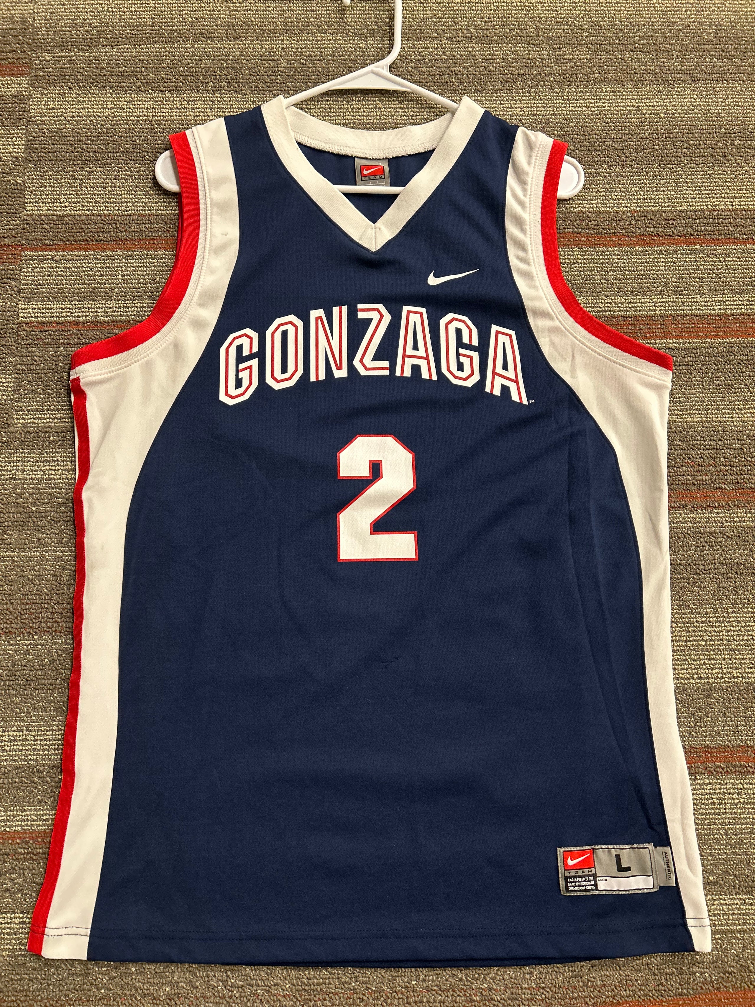 Gonzaga Bulldogs Jersey Mens Large Blue Jersey NCAA Basketball #2 Nike Team