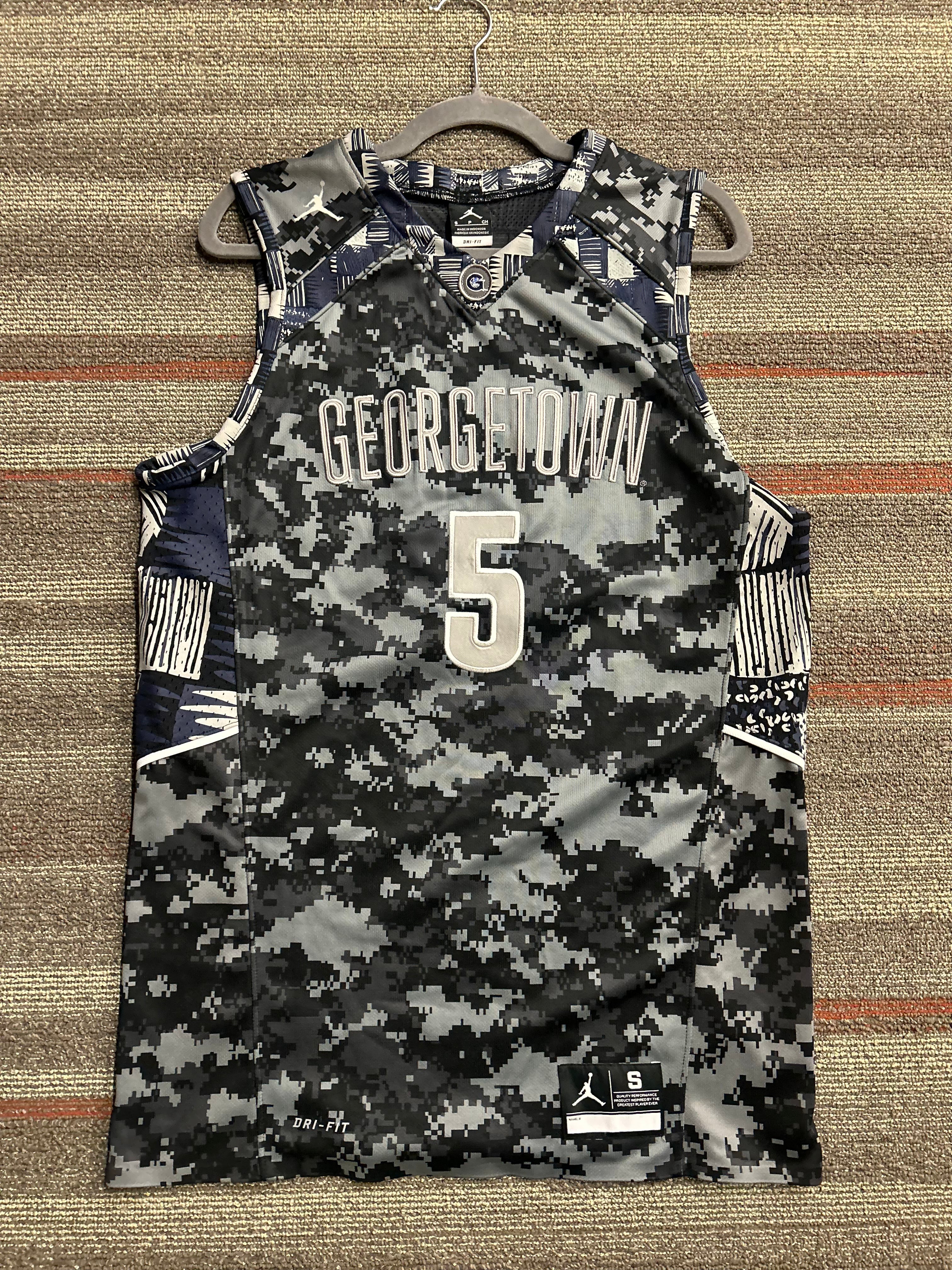 Georgetown Hoyas Jersey Mens Small Gray Camo NCAA Basketball Dri Fit Jordan Nike