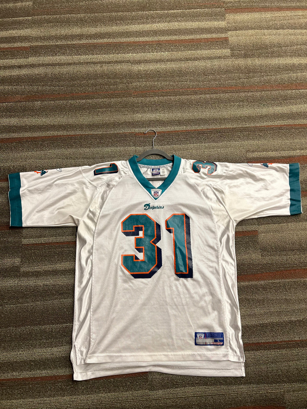 Brock Marion Miami Dolphins Authentic Jersey Reebok Mens Size XL White #31 NFL