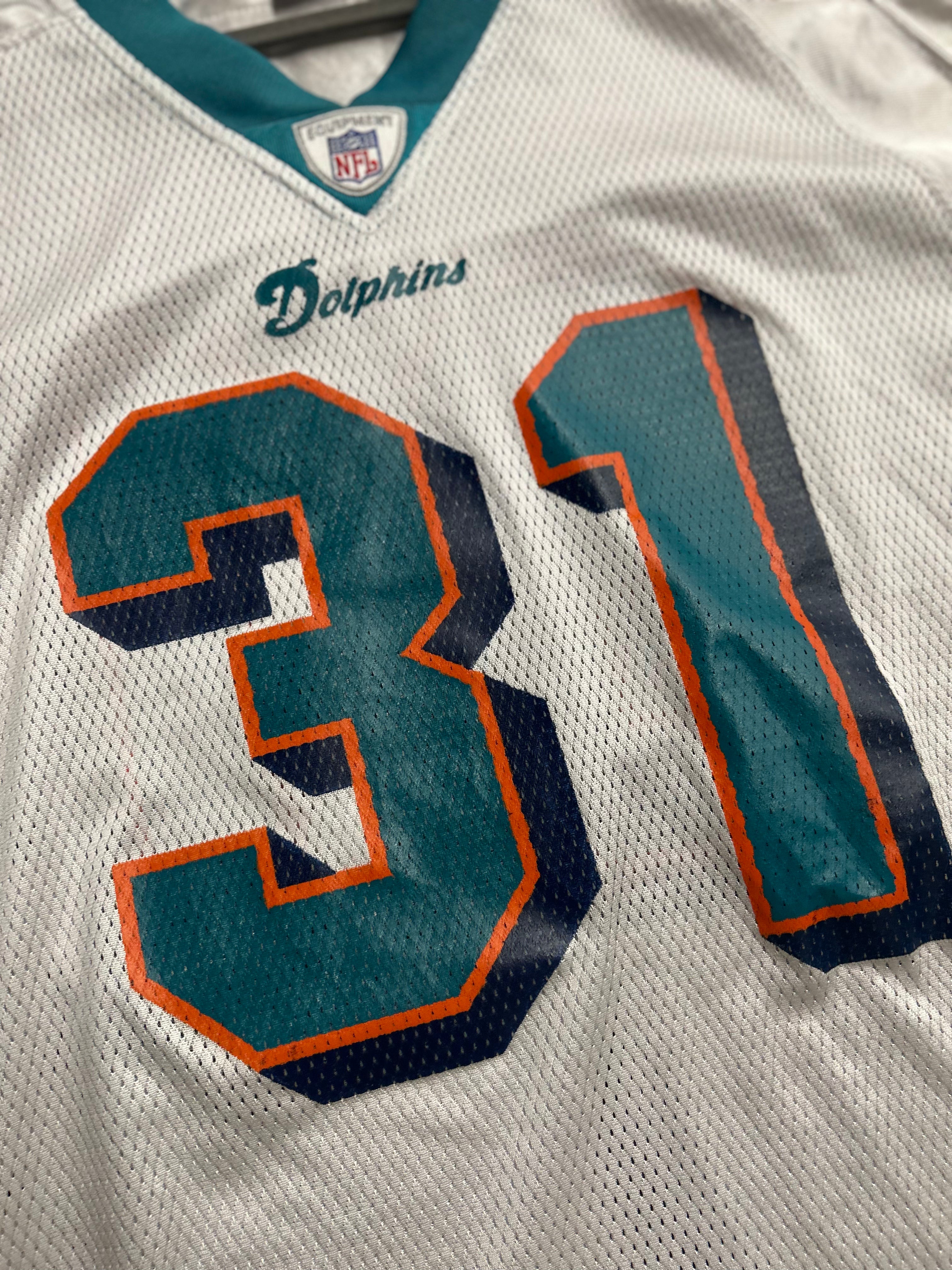 Brock Marion Miami Dolphins Authentic Jersey Reebok Mens Size XL White #31 NFL