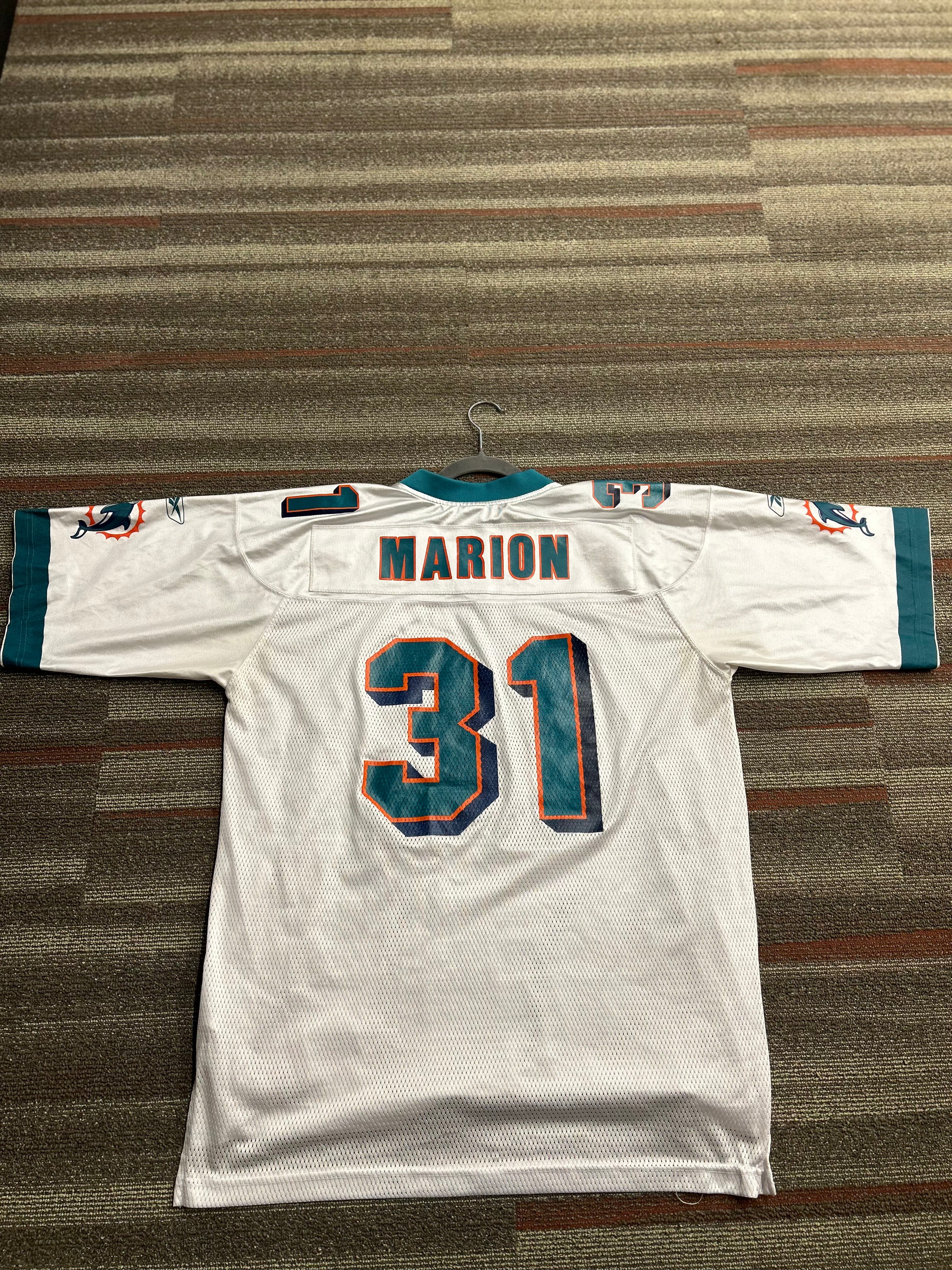 Brock Marion Miami Dolphins Authentic Jersey Reebok Mens Size XL White #31 NFL