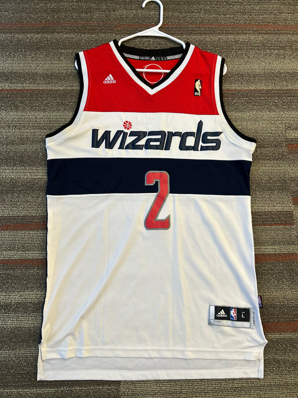 Adidas Authentic John Wall Washington Wizards Jersey Mens Large +2 White #2 NBA