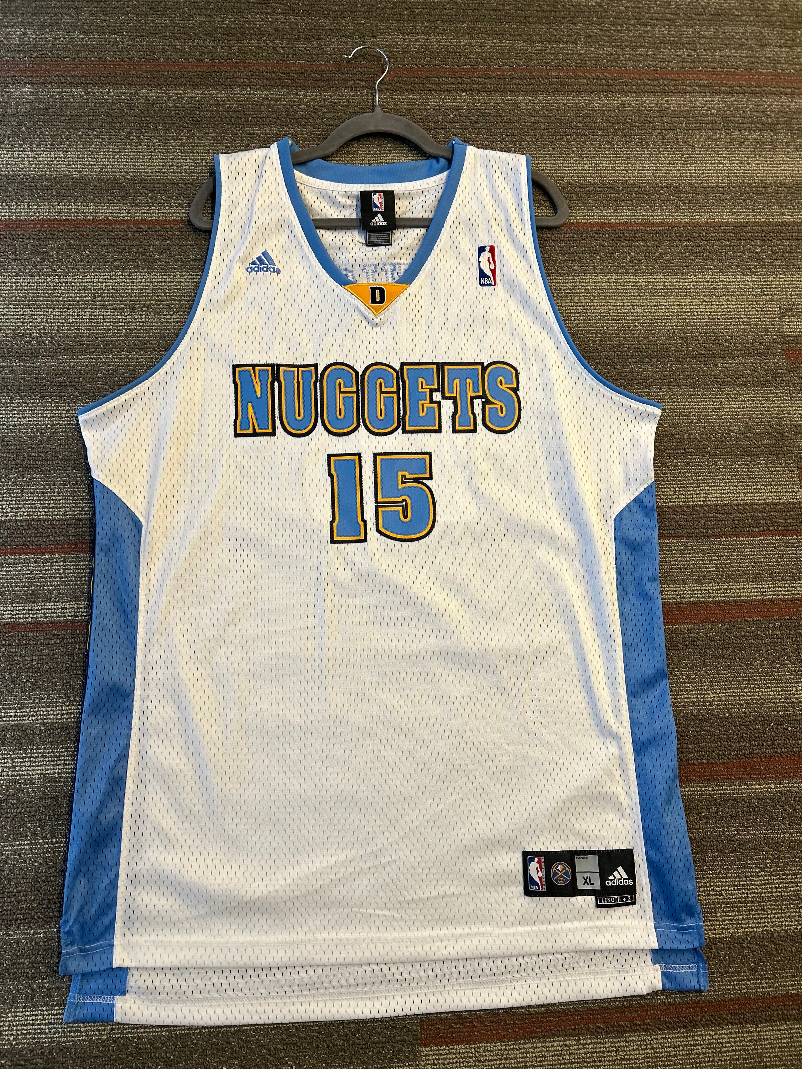 Vintage Denver Nuggets Carmelo Anthony Adidas White Jersey Size XL+2 #15 NBA